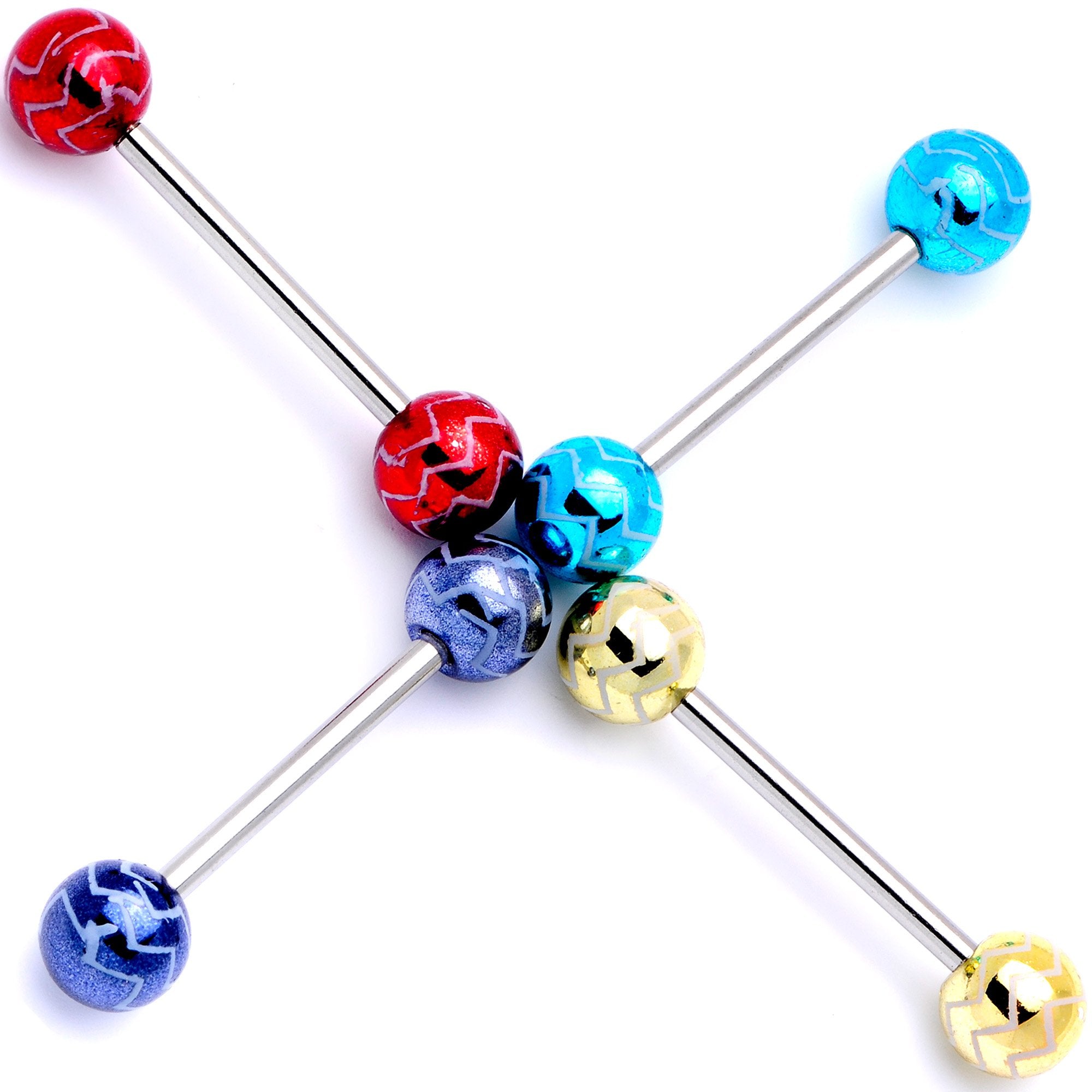 Life of the Party Zig Zag Barbell Tongue Ring Set of 4
