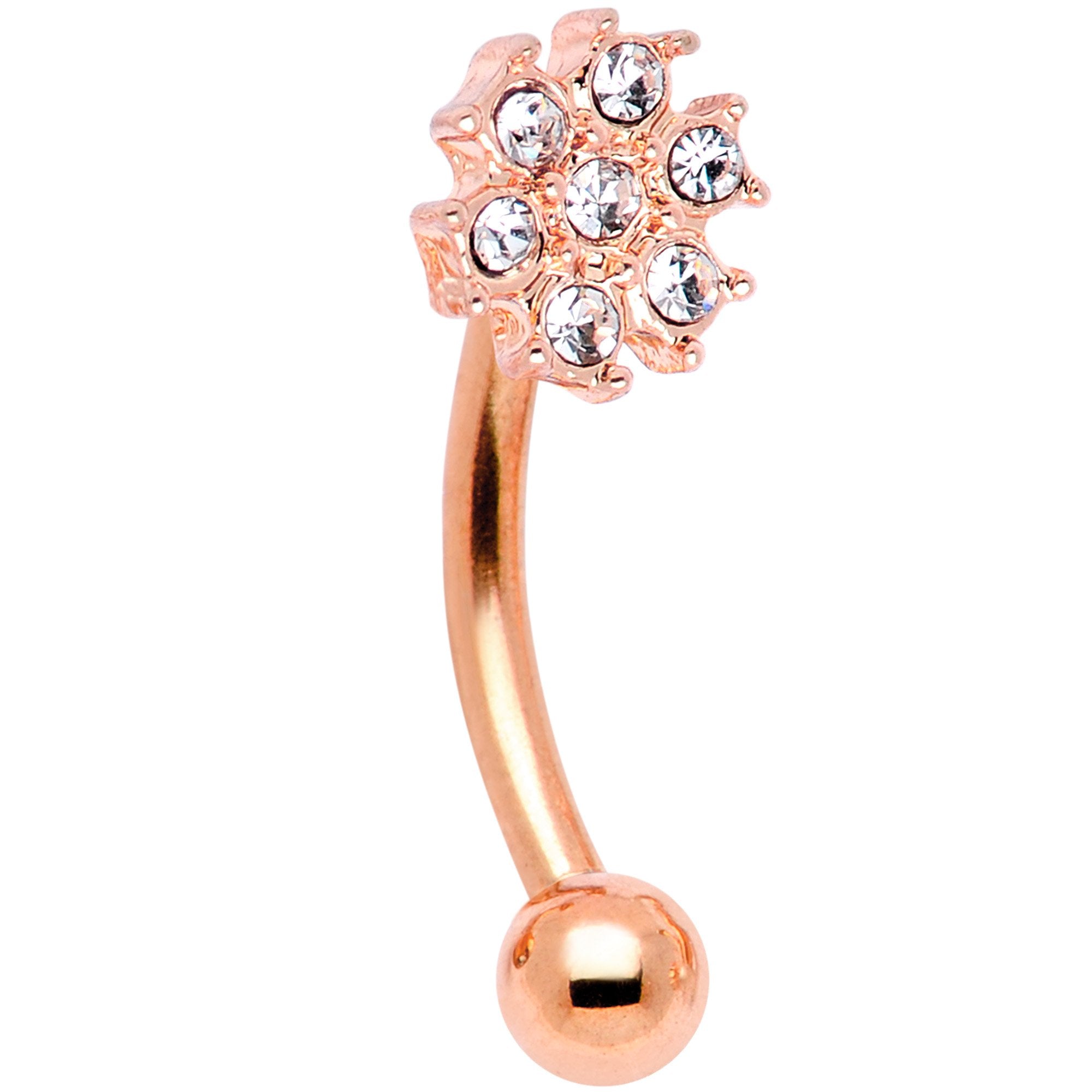 16G 5/16 Gem Rose Gold Tone Curved Eyebrow Daith Rook Set of 4