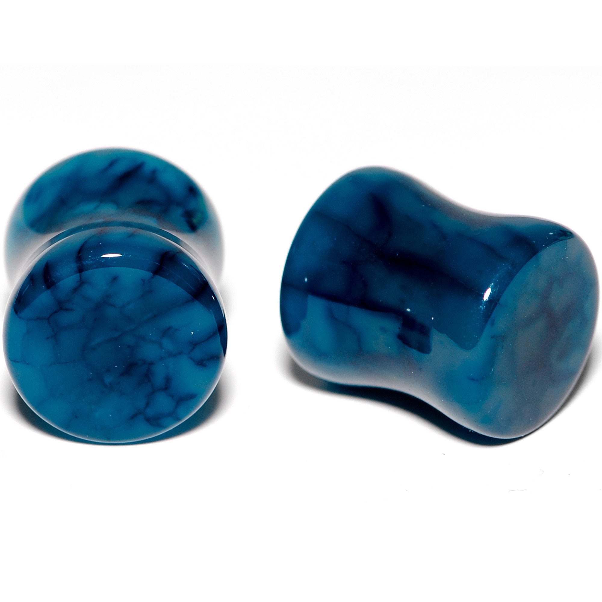 Solid Blue Stone Saddle Plug Set 6mm to 25mm