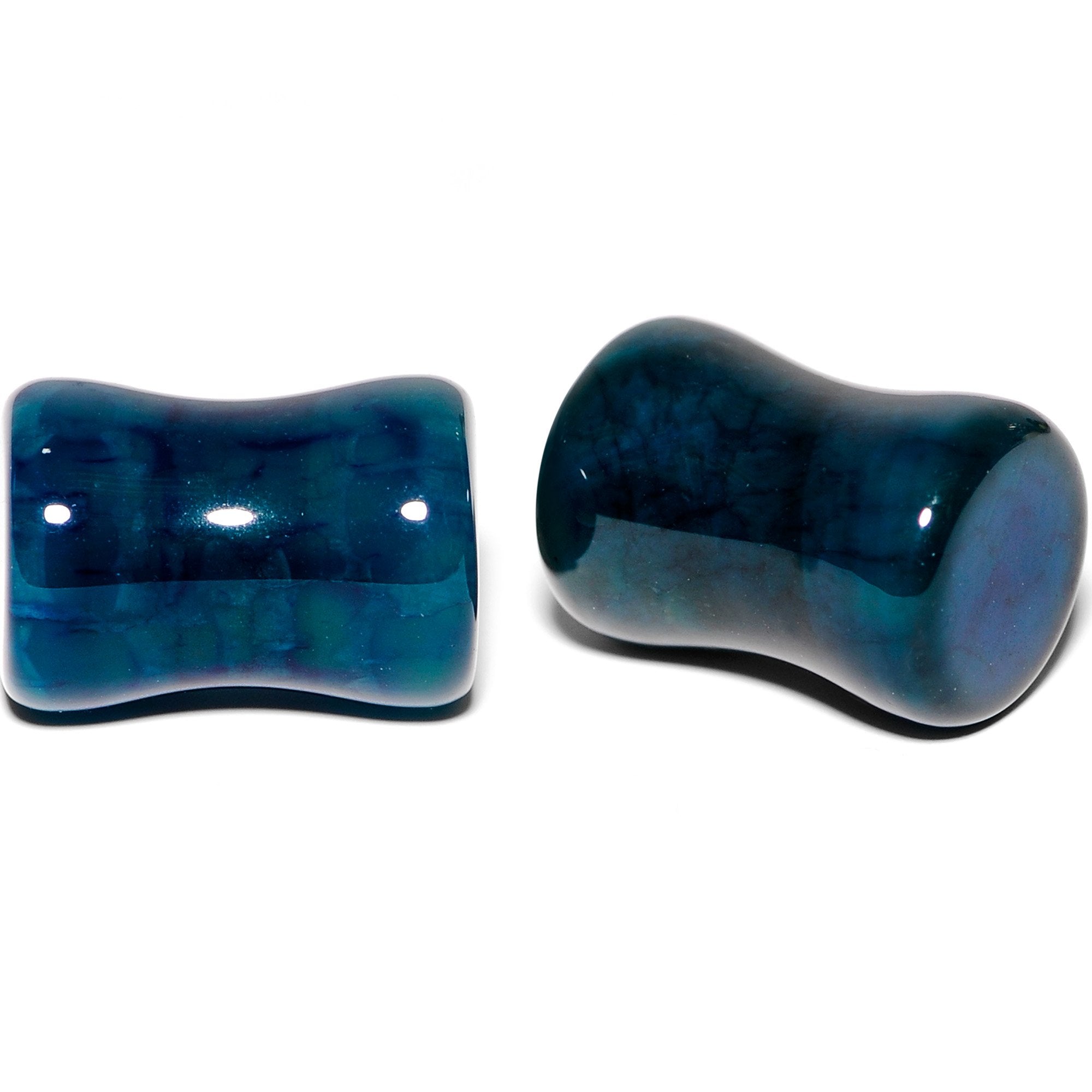 Solid Blue Stone Saddle Plug Set 6mm to 25mm