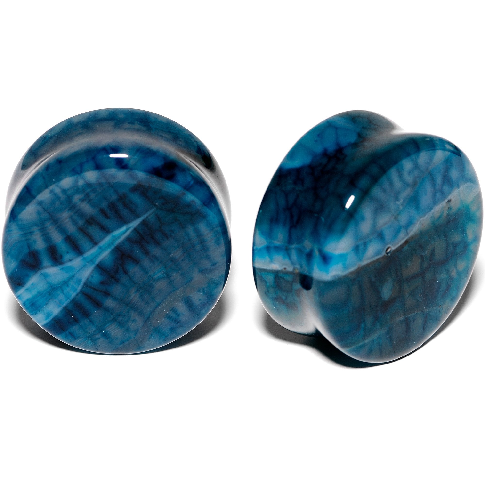 Solid Blue Stone Saddle Plug Set 6mm to 25mm
