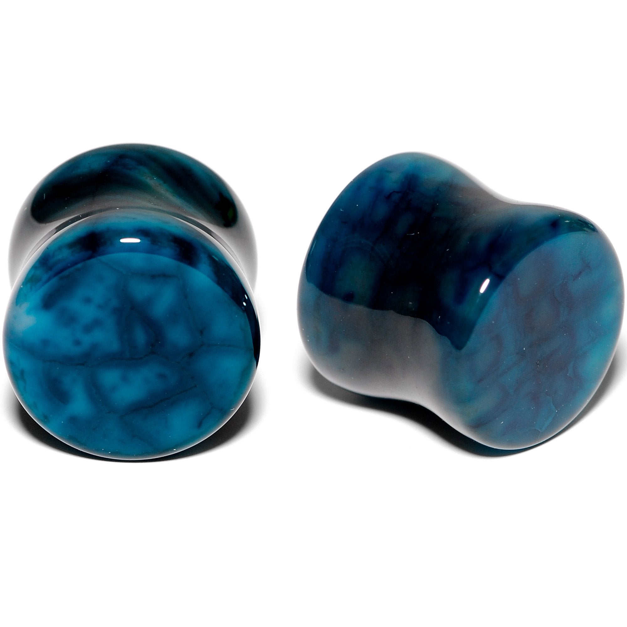 Solid Blue Stone Saddle Plug Set 6mm to 25mm