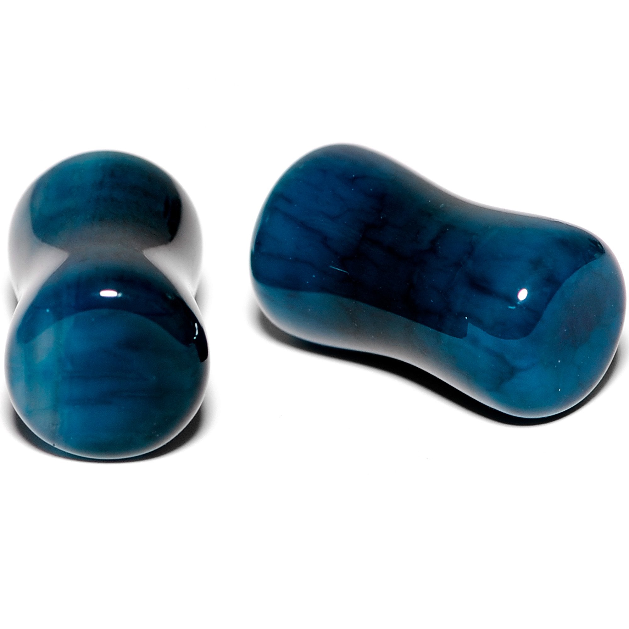 Solid Blue Stone Saddle Plug Set 6mm to 25mm