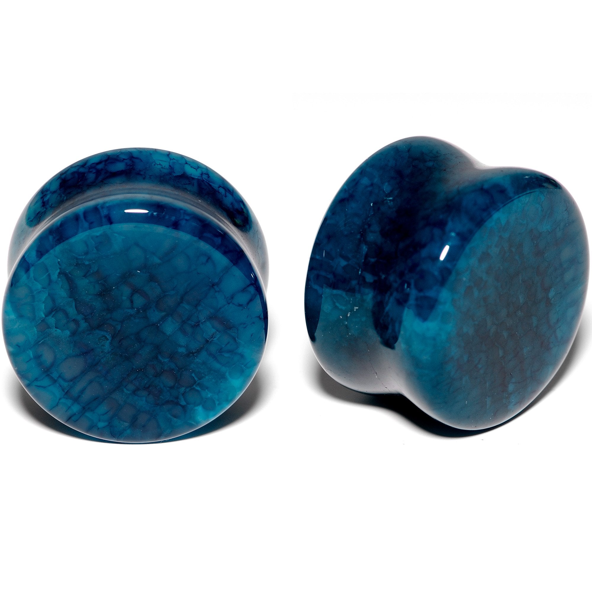 Solid Blue Stone Saddle Plug Set 6mm to 25mm