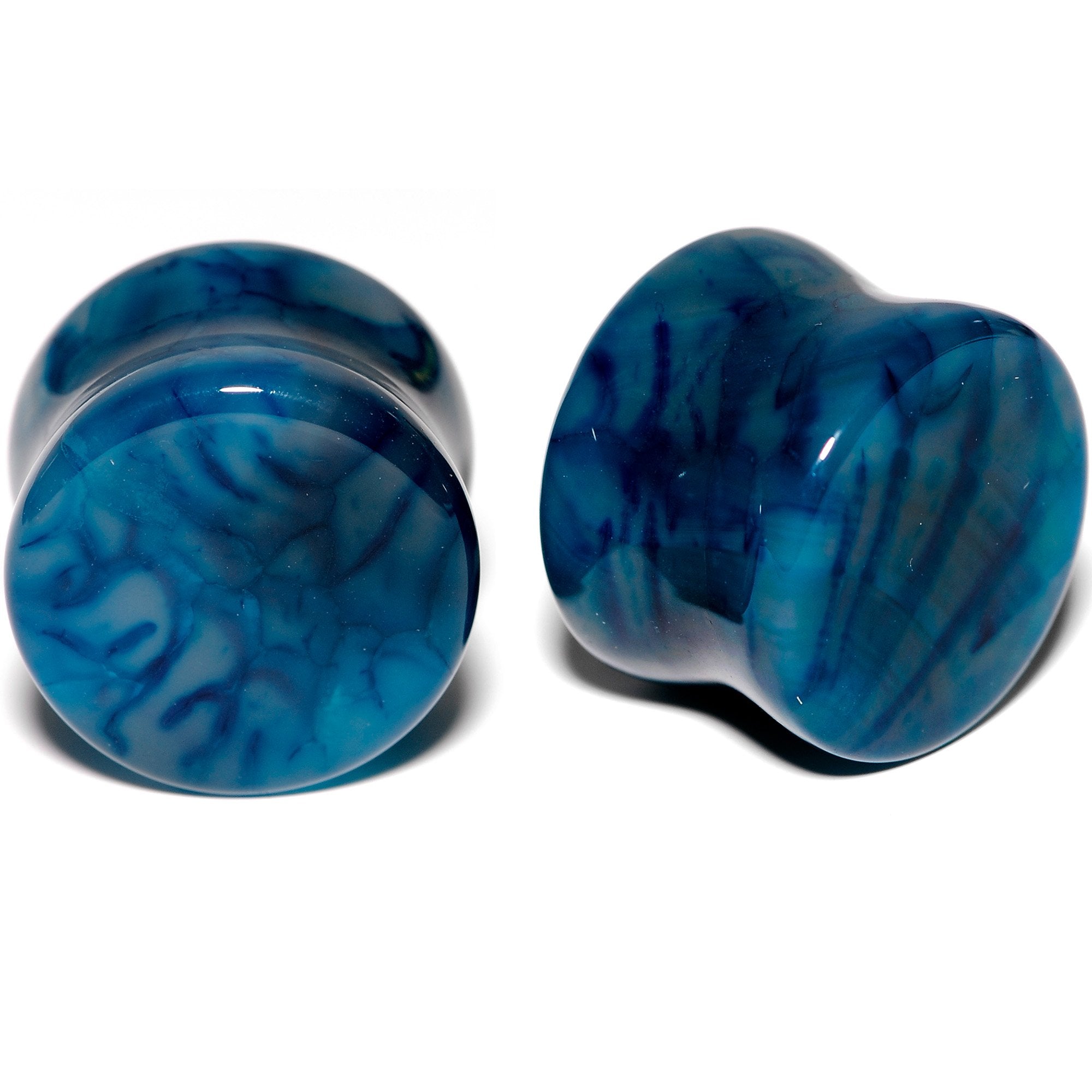 Solid Blue Stone Saddle Plug Set 6mm to 25mm