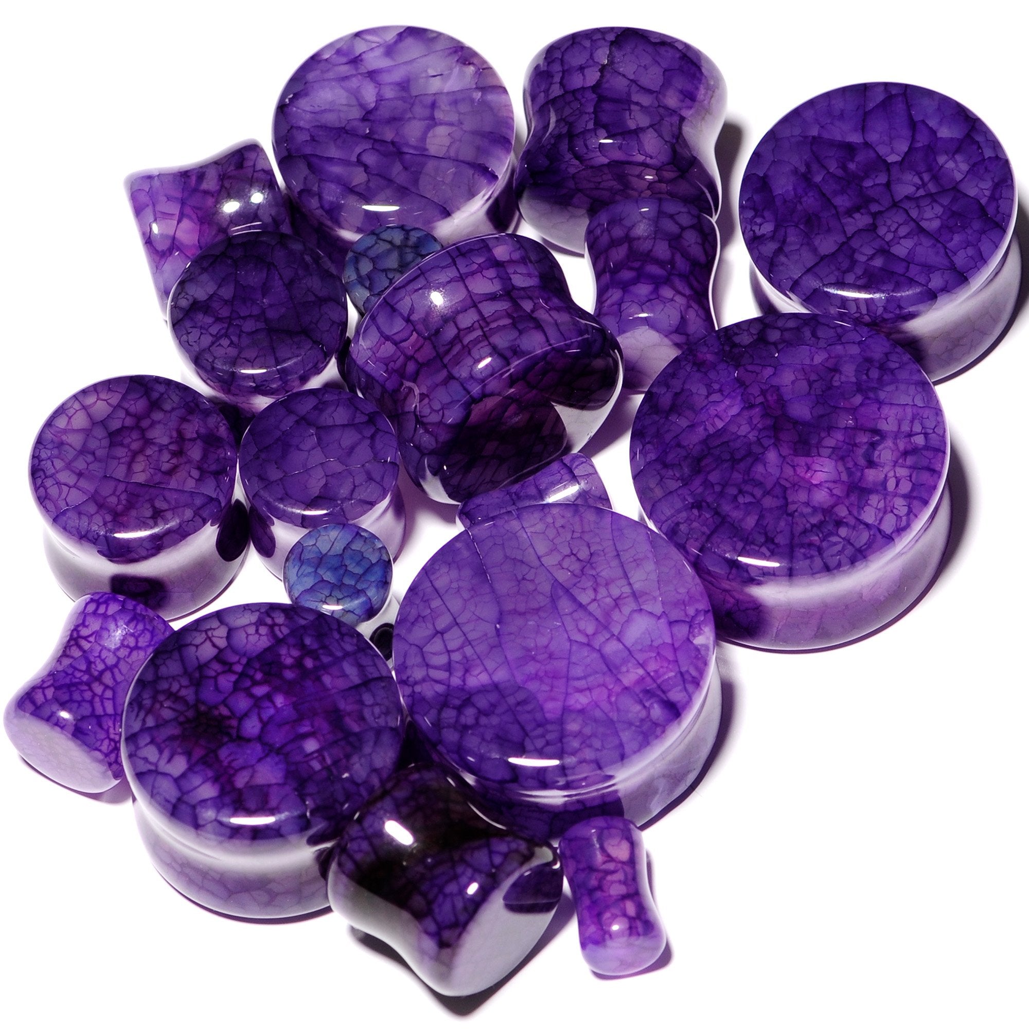 Solid Purple Stone Saddle Plug Set 6mm to 25mm