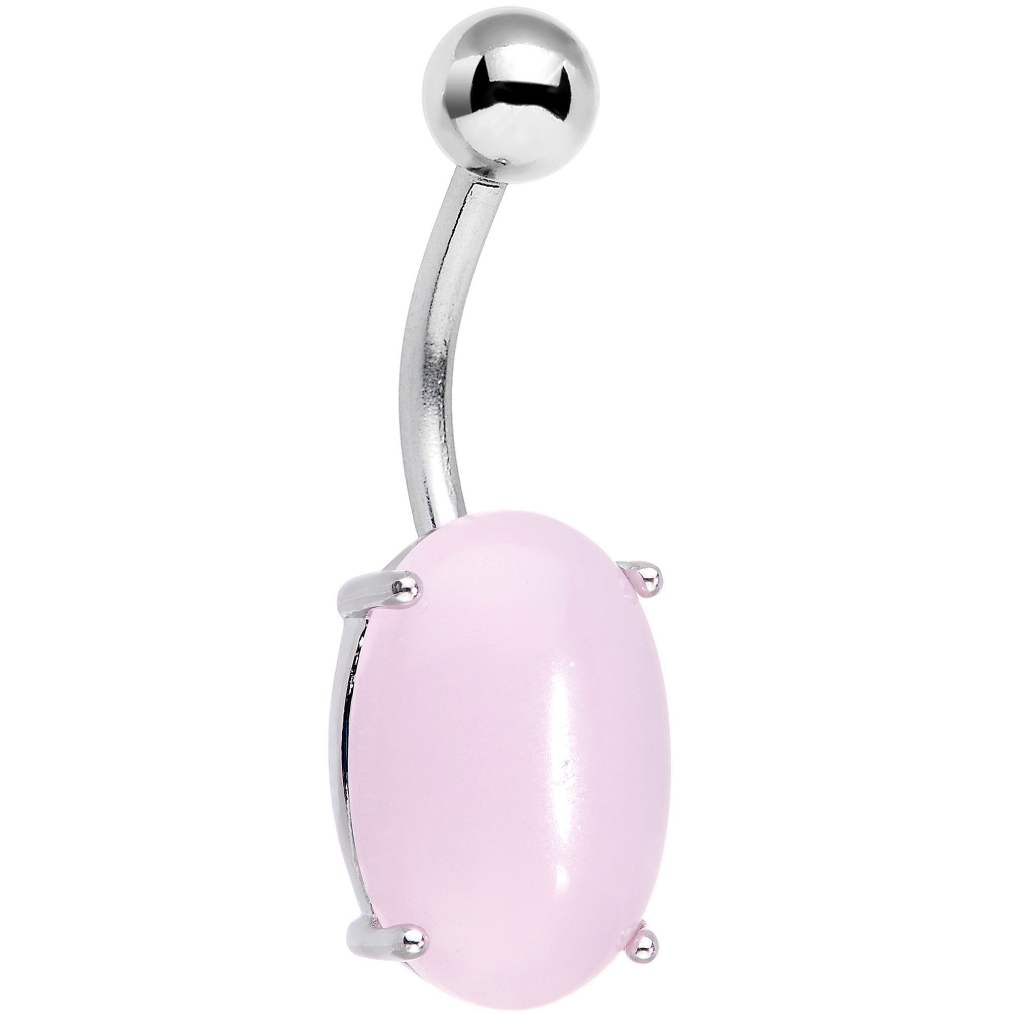 14mm Pink Aventurine Oval Semi Precious Stone Belly Ring