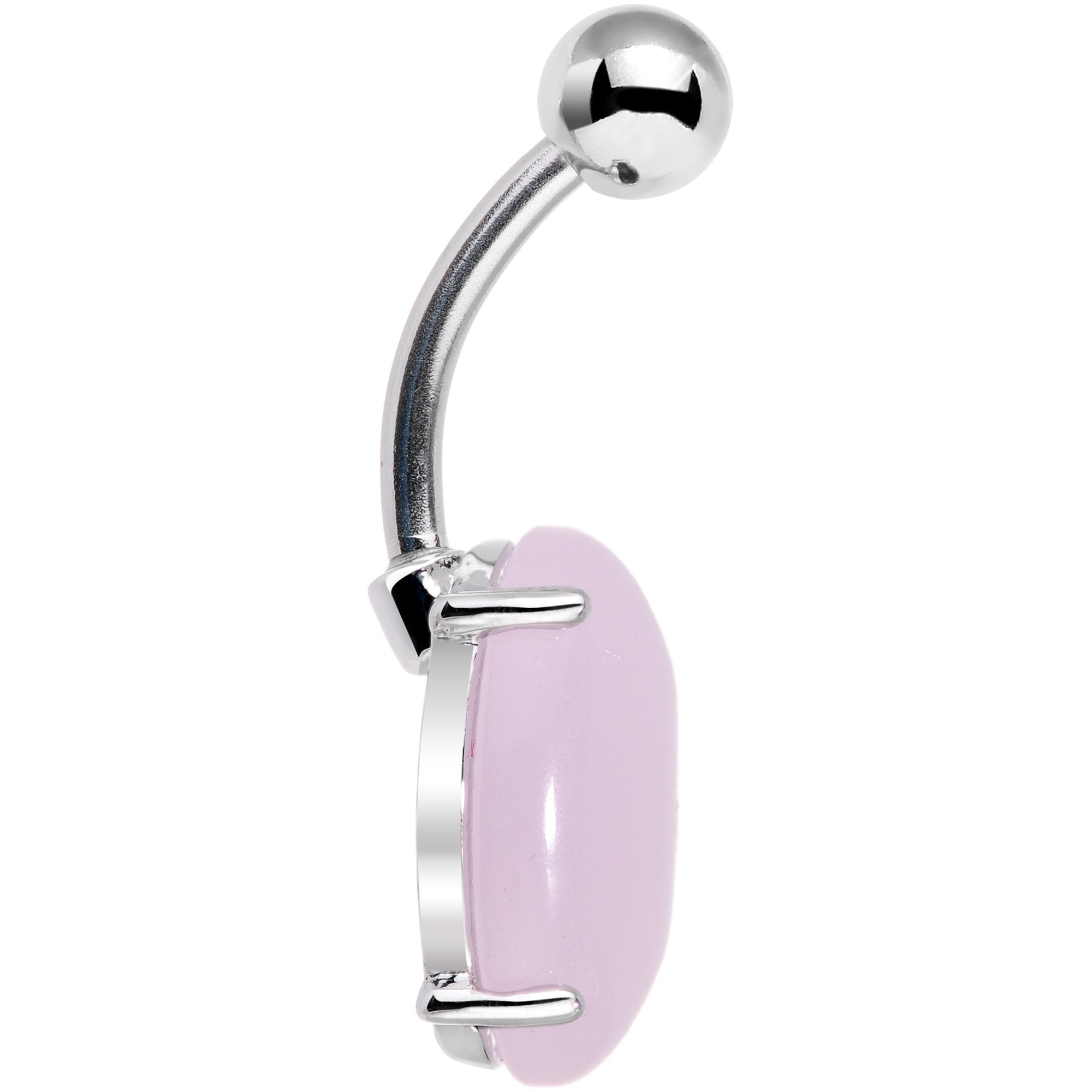 14mm Pink Aventurine Oval Semi Precious Stone Belly Ring