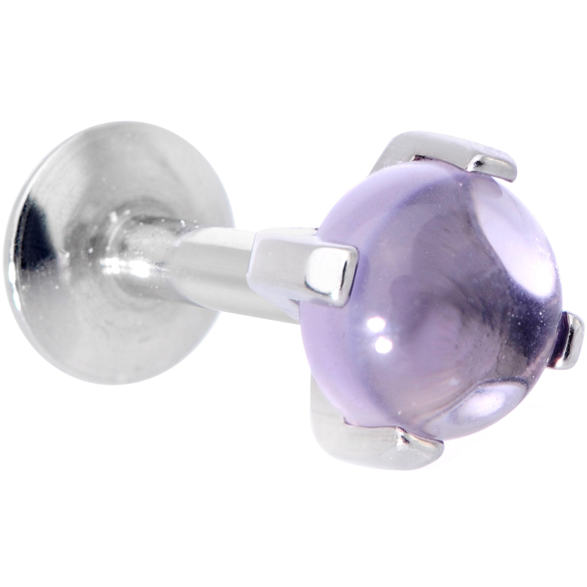 16G 1/4 Pink Amethyst Internally Threaded Labret Monroe Tragus