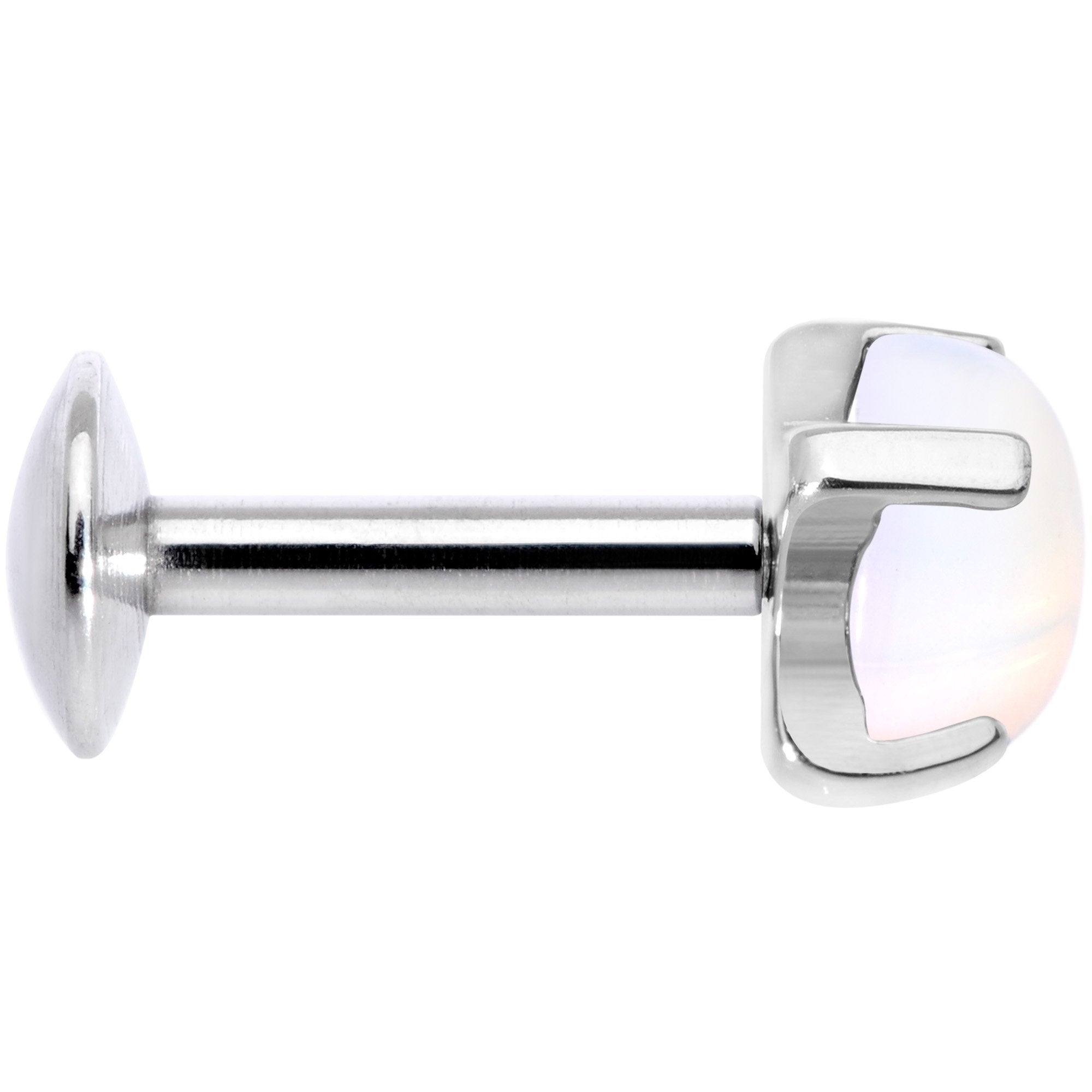 16G 1/4 White Opalite Internally Threaded Labret Monroe Tragus