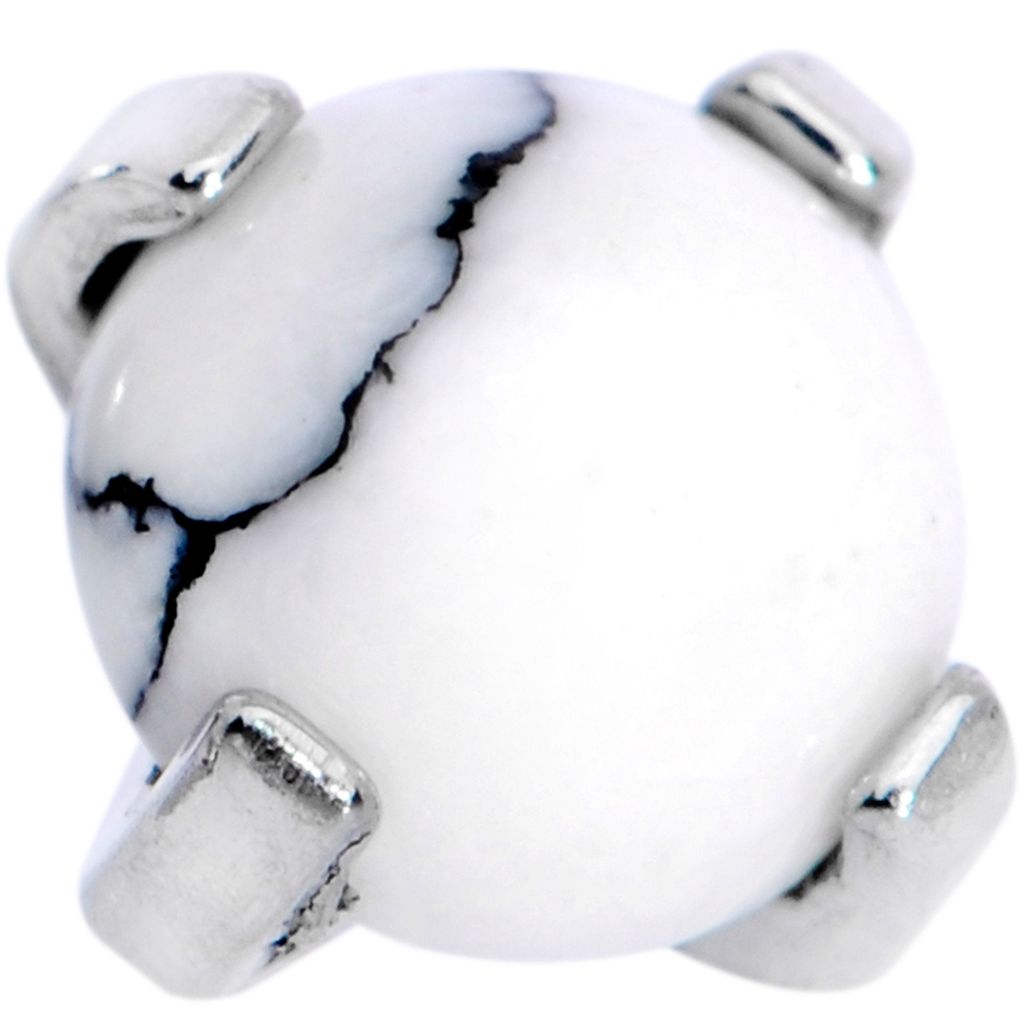 16G 1/4 White Howlite Internally Threaded Labret Monroe Tragus