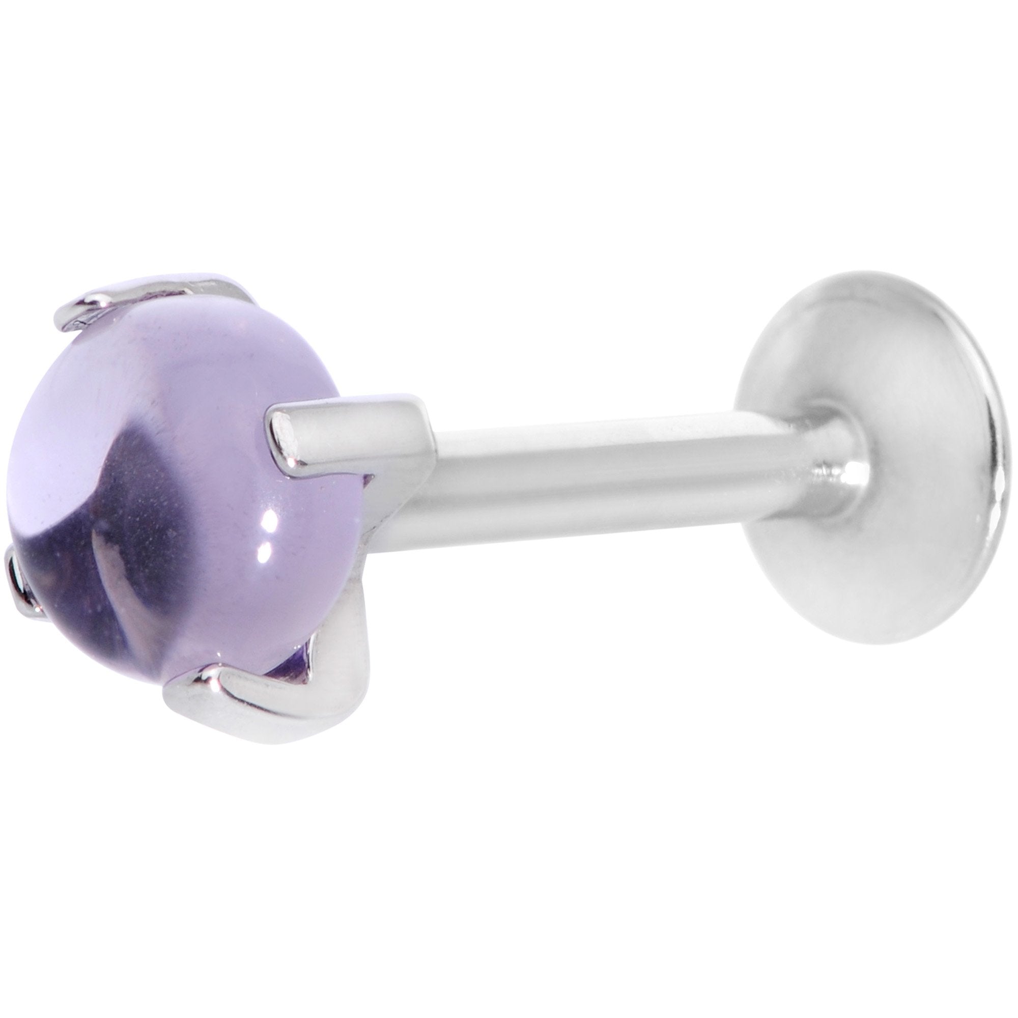 16G 5/16 Pink Amethyst Internally Threaded Labret Monroe Tragus