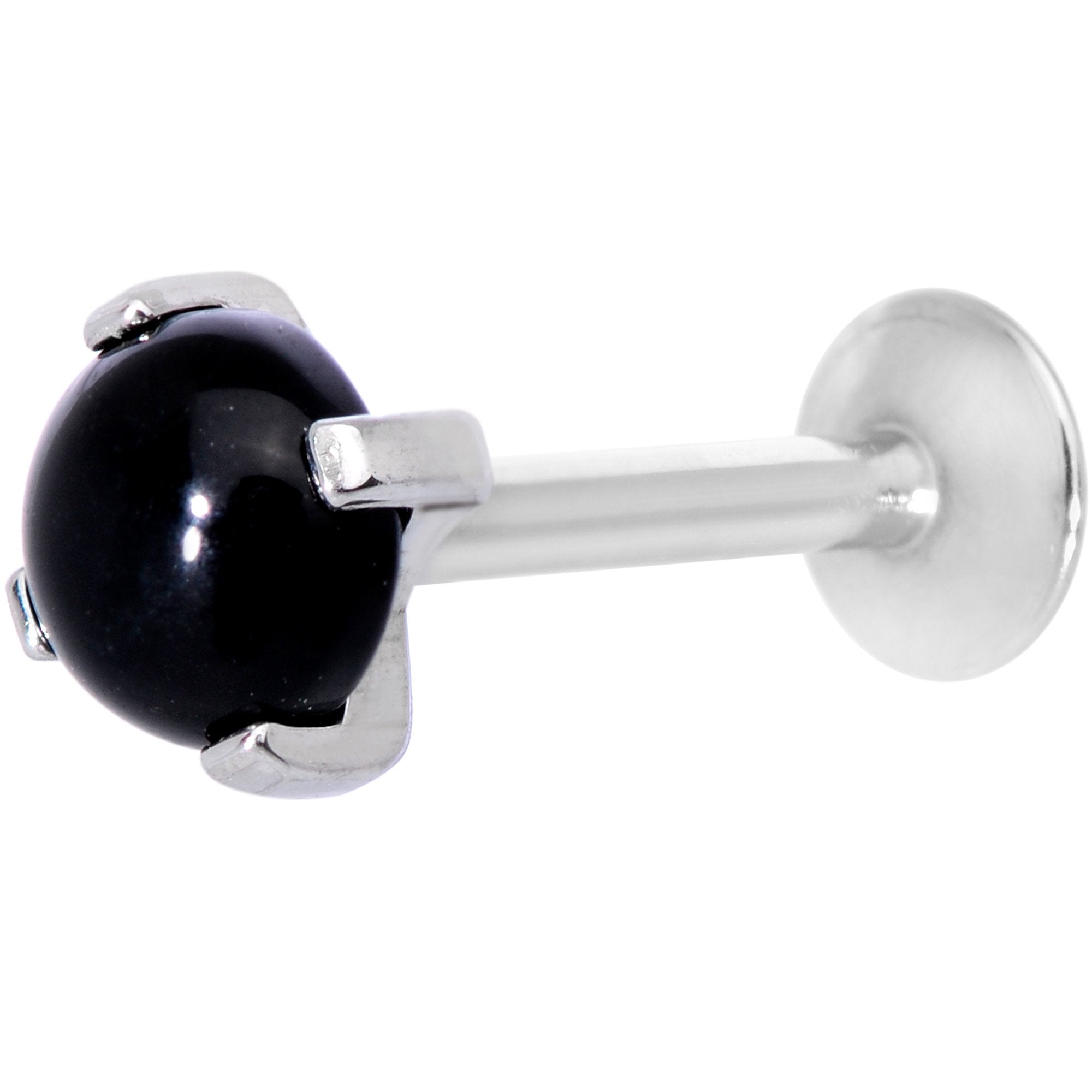 16G 5/16 Black Agate Internally Threaded Labret Monroe Tragus