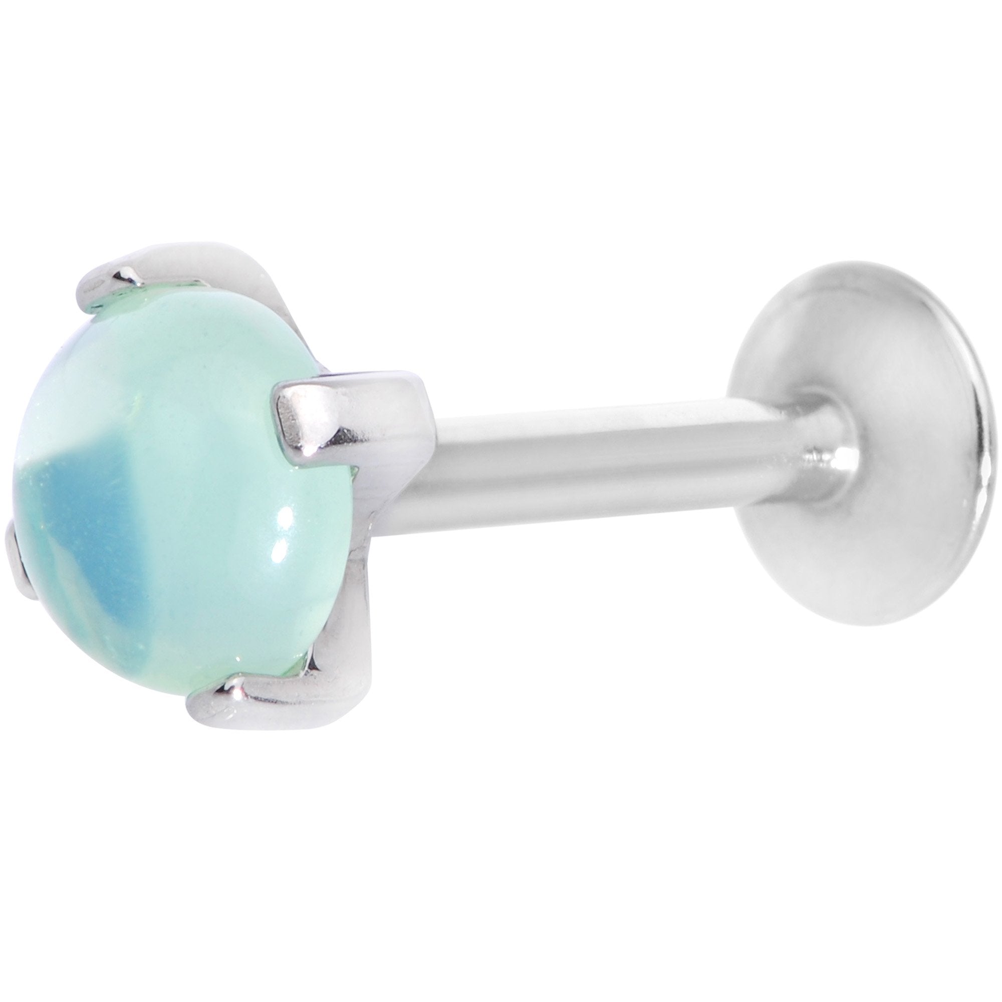 16G 5/16 Green Jade Internally Threaded Labret Monroe Tragus