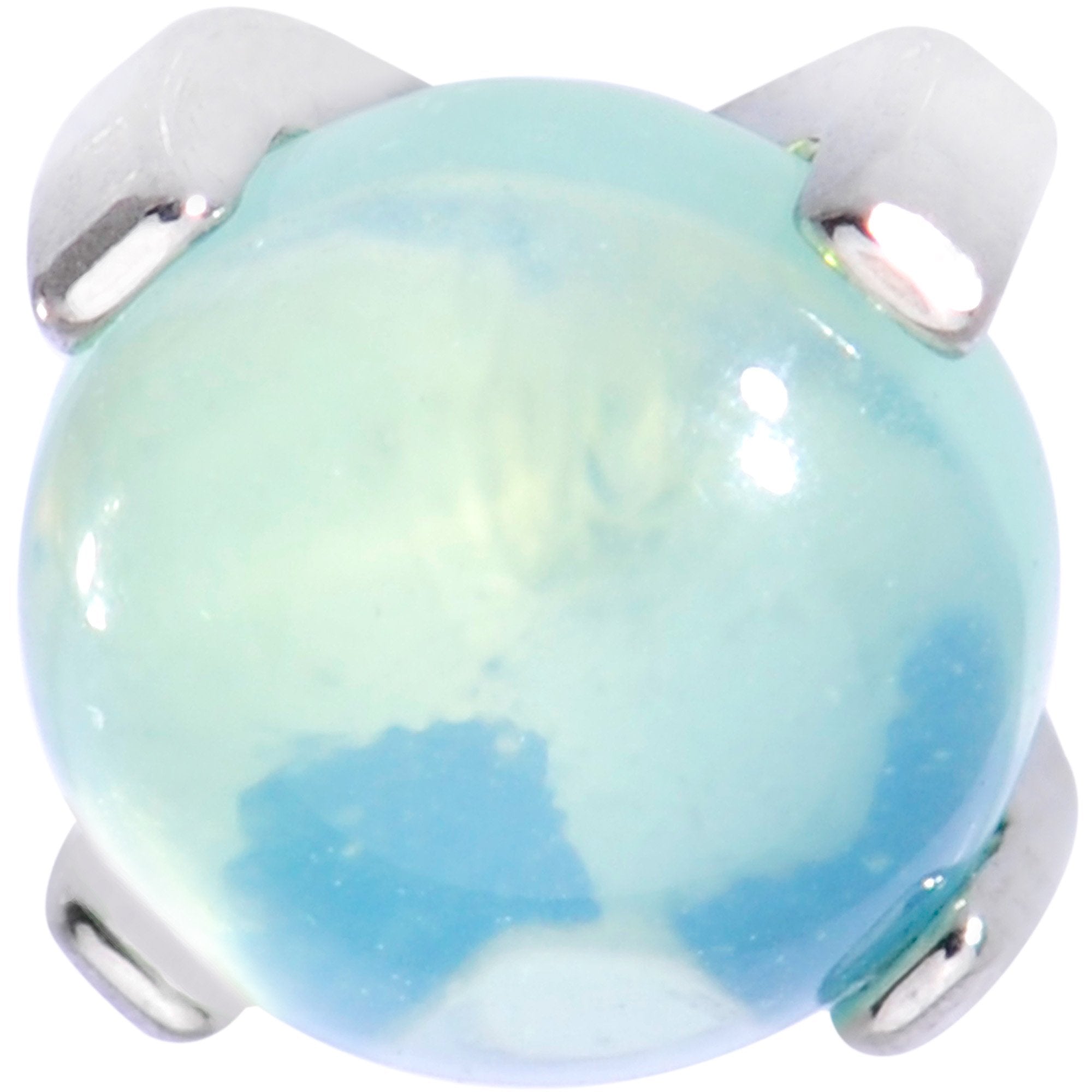 16G 5/16 Green Jade Internally Threaded Labret Monroe Tragus