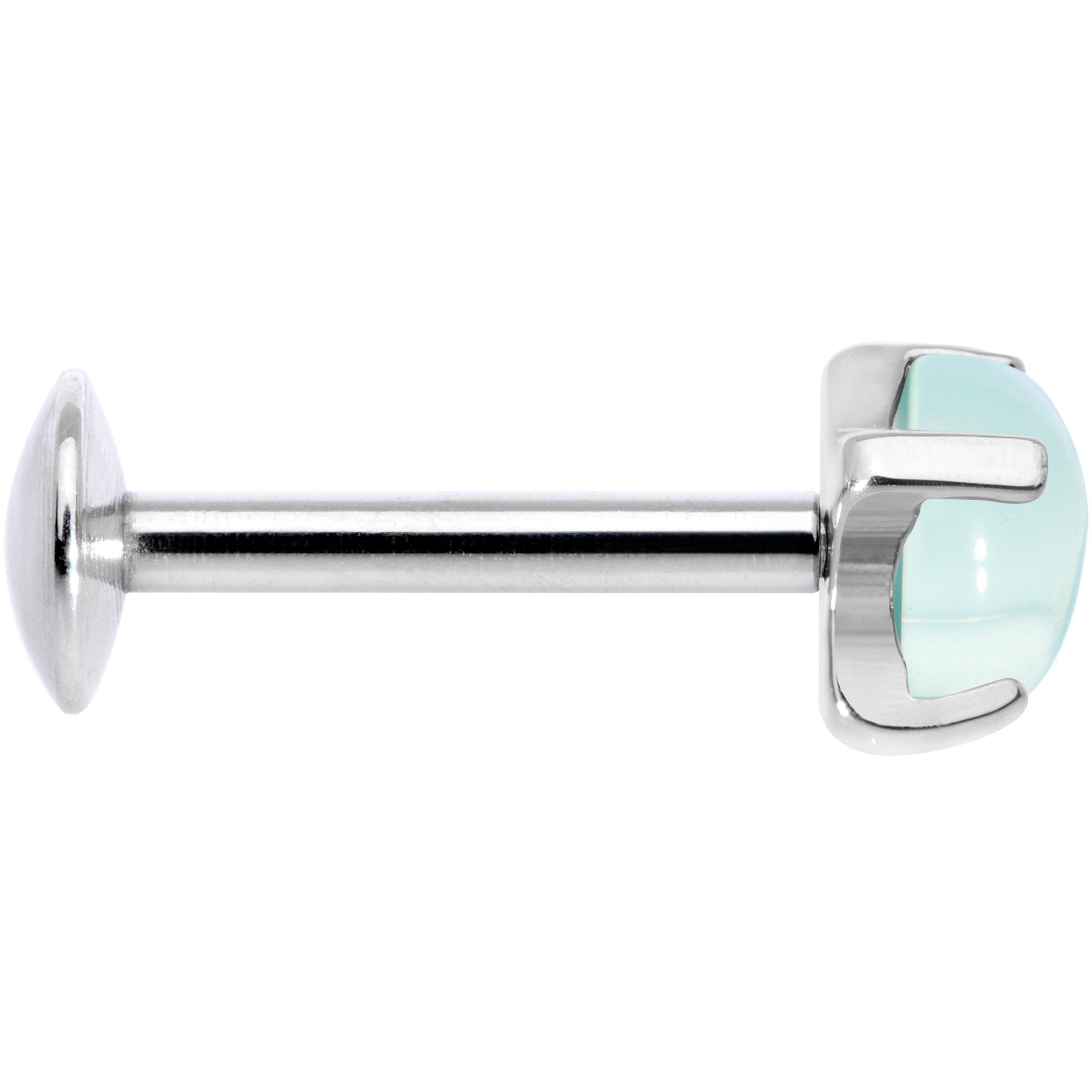 16G 5/16 Green Jade Internally Threaded Labret Monroe Tragus