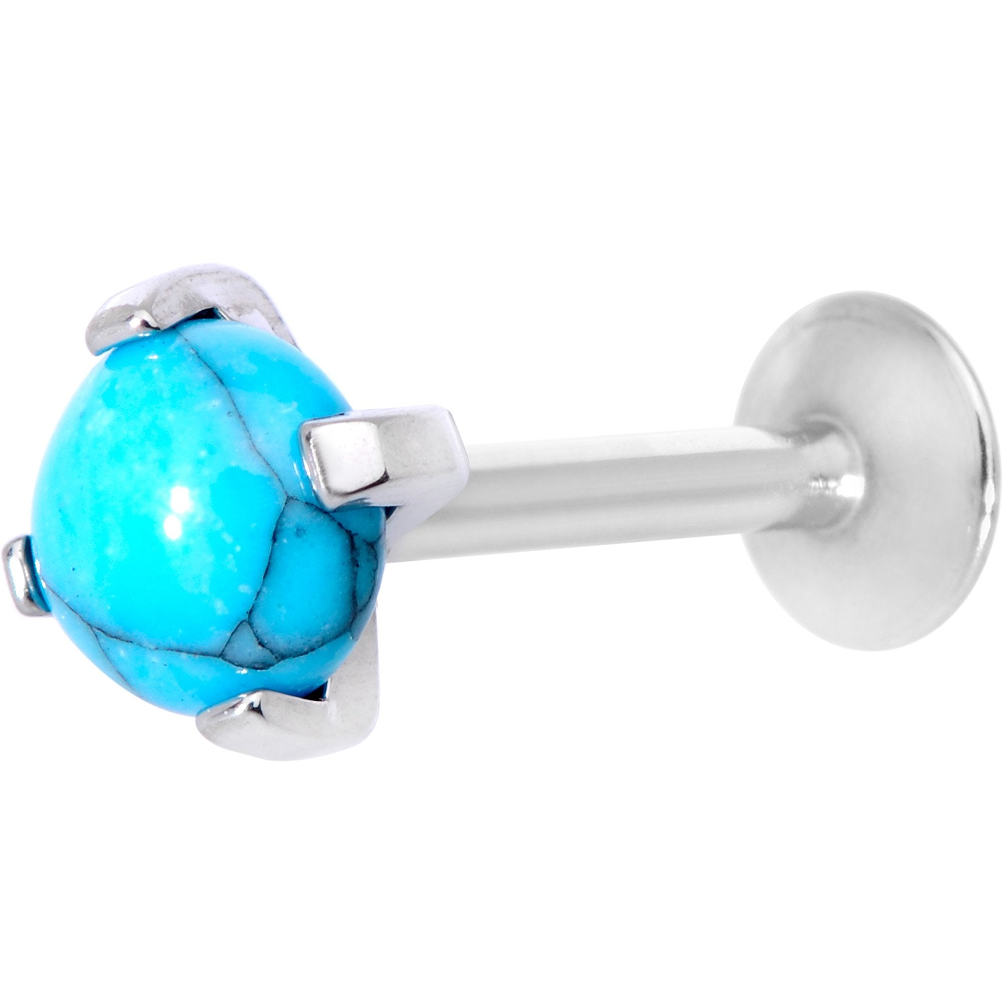 16G 5/16 Turquoise Internally Threaded Labret Monroe Tragus