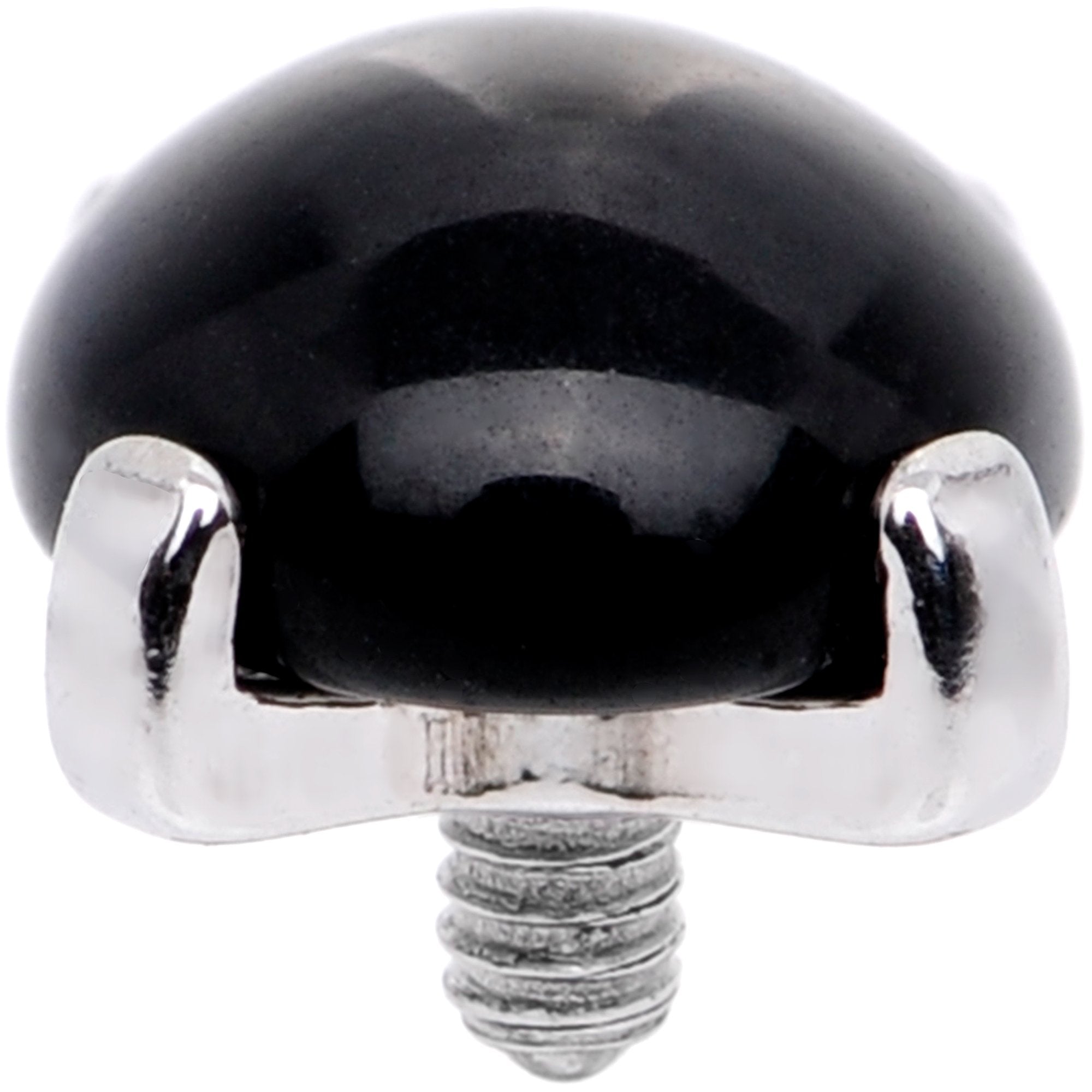 14G Natural Black Agate Externally Threaded Dermal Anchor Top