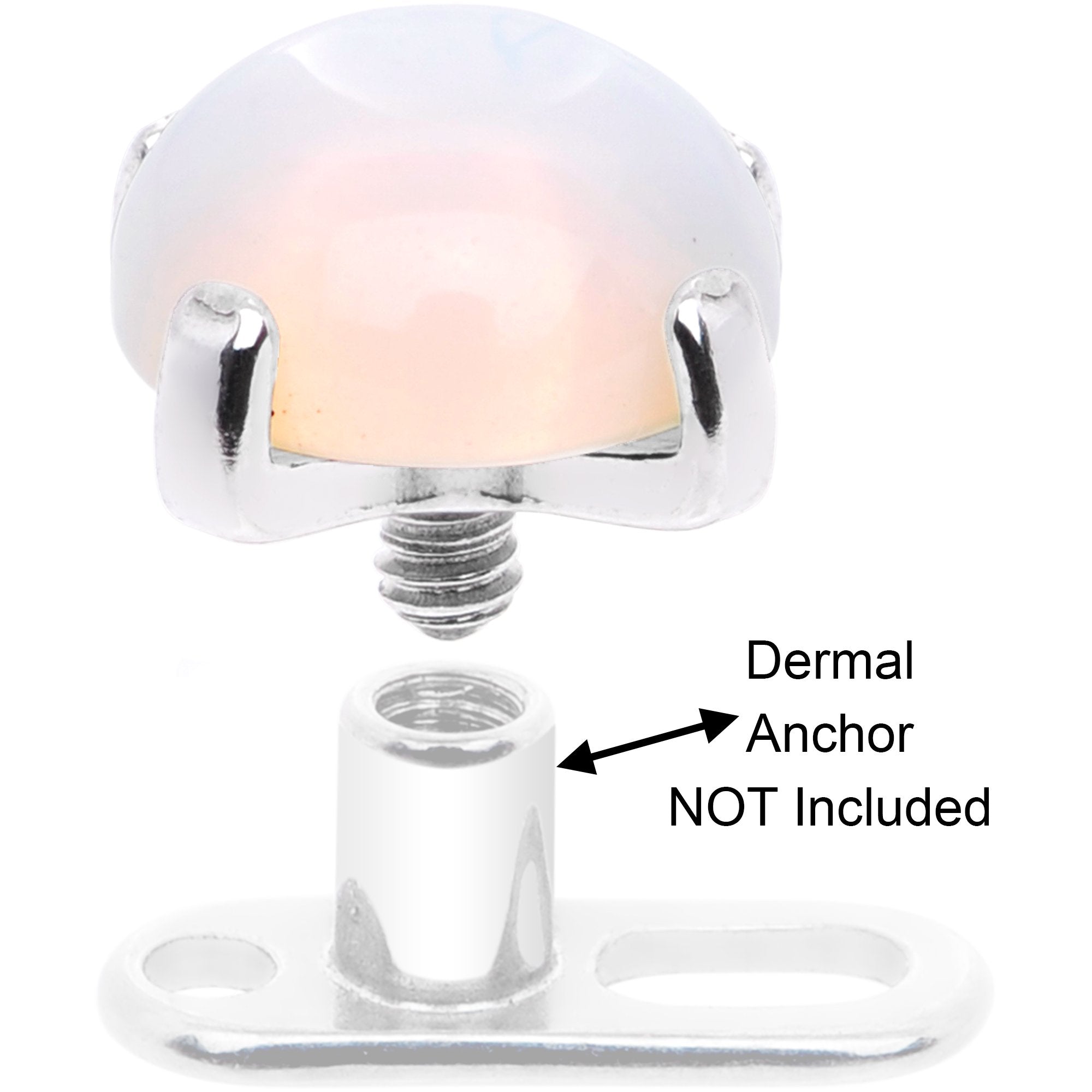 14G Natural Opalite Externally Threaded Dermal Anchor Top