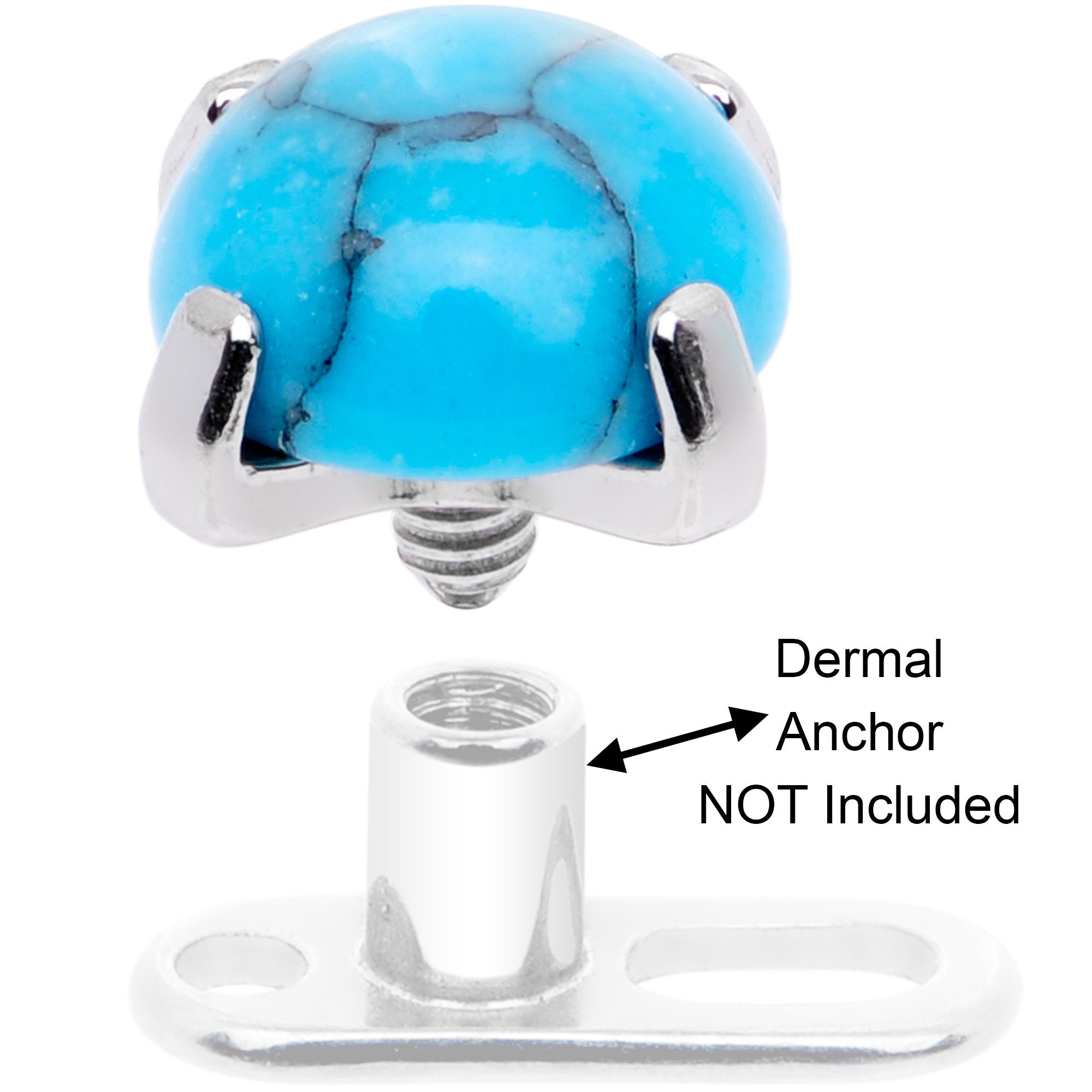 14G Natural Turquoise Externally Threaded Dermal Anchor Top