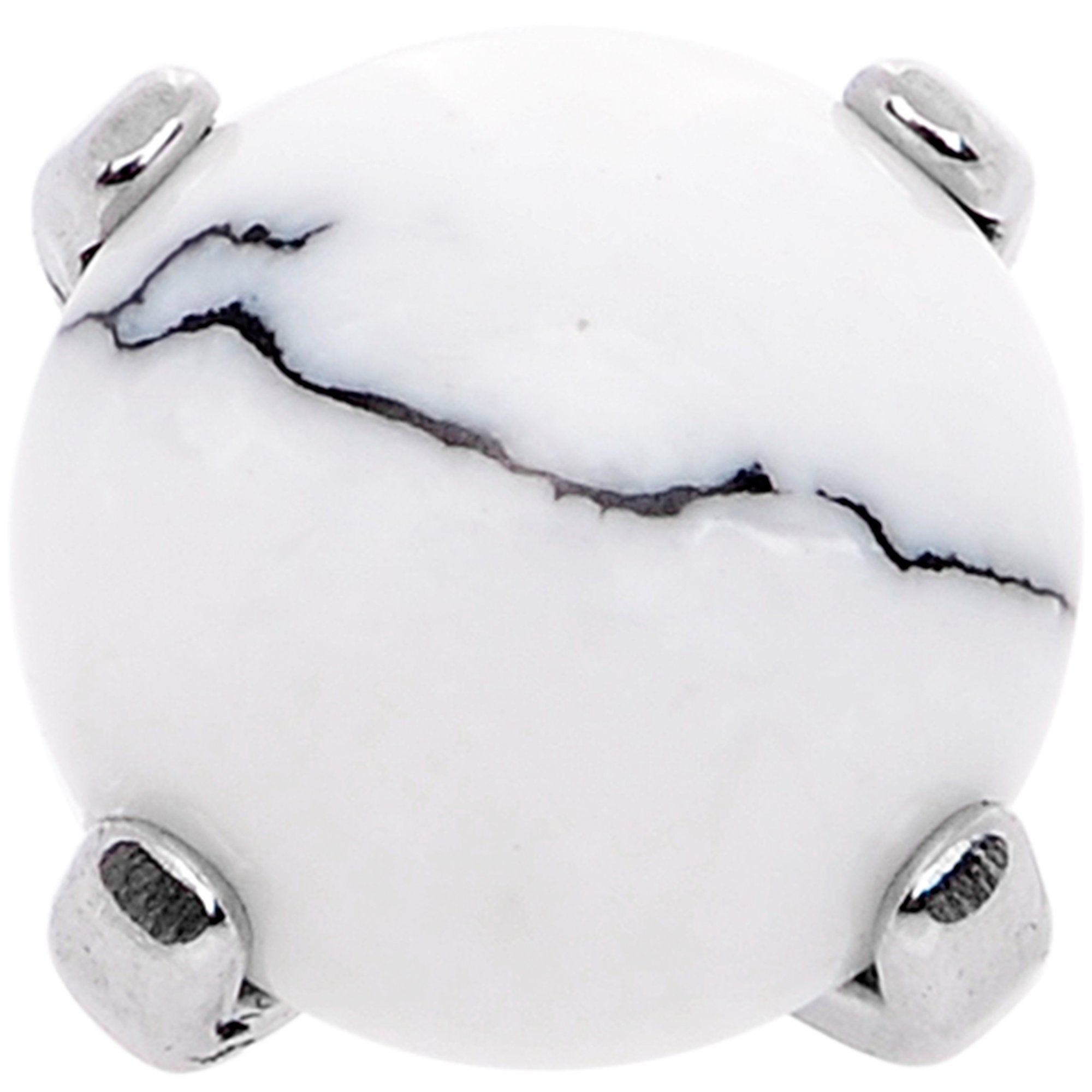 14G Natural White Howlite Externally Threaded Dermal Anchor Top
