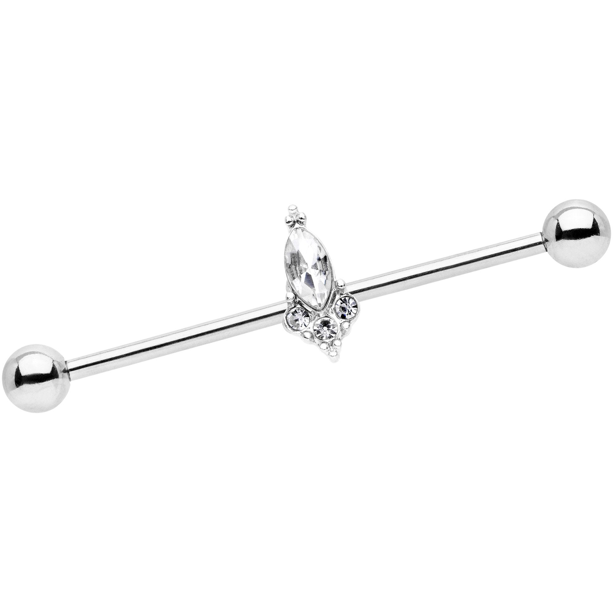14G Clear Gem Enchant Industrial Barbell 35mm