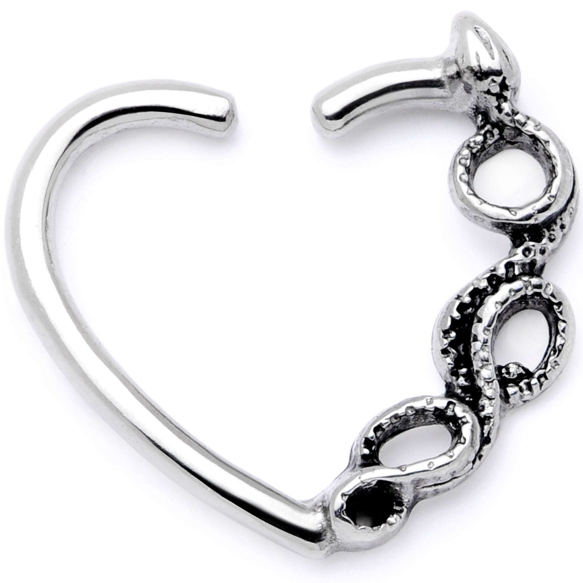 16G 3/8 Scary Slithering Snake Left Heart Closure Ring