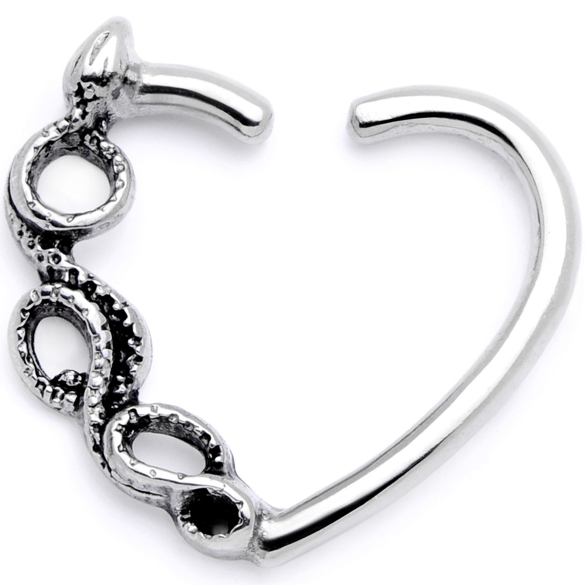 16G 3/8 Scary Slithering Snake Right Heart Closure Ring