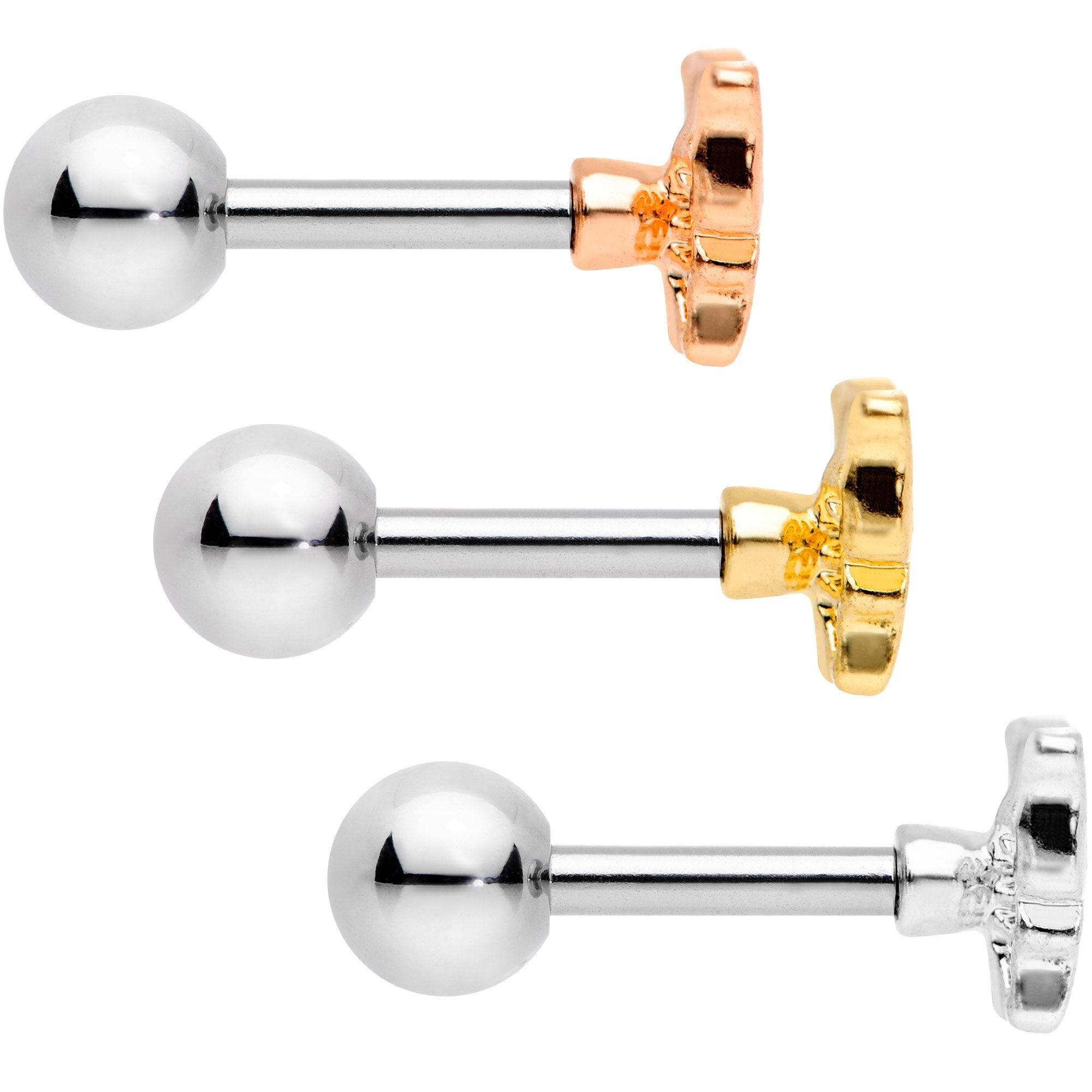 16G 1/4 Blush Butterfly Cartilage Tragus Earring Set of 3