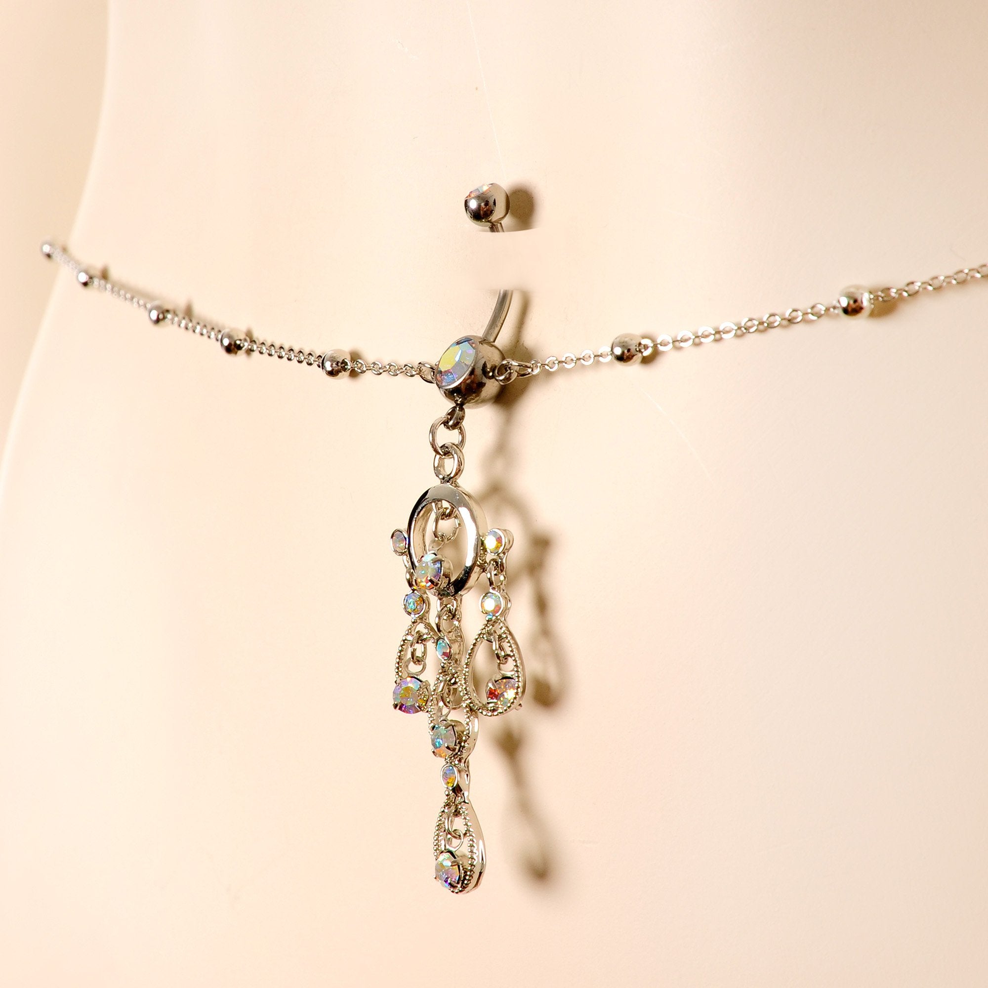 Aurora Gem Dancing Queen Chandelier Dangle Belly Ring Belly Chain