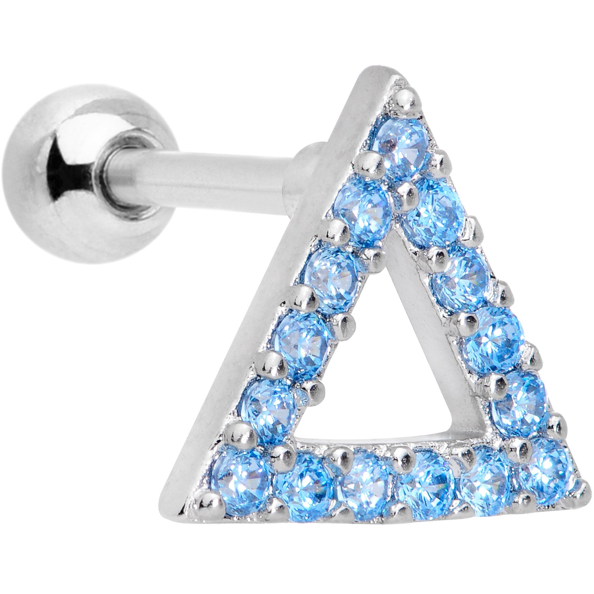16G 1/4 Aqua Gem Triangle Cartilage Tragus
