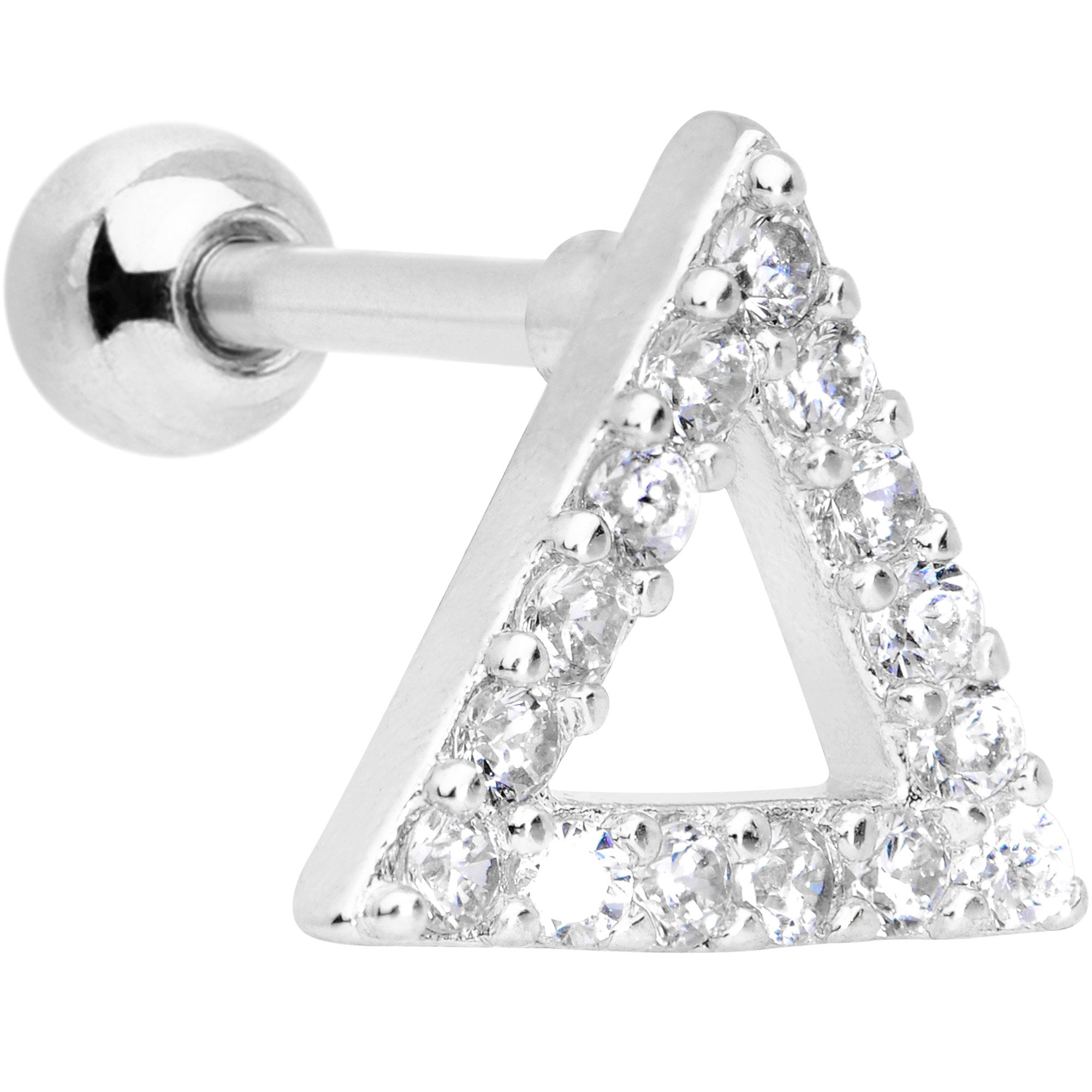 16G 1/4 Clear Gem Triangle Cartilage Tragus