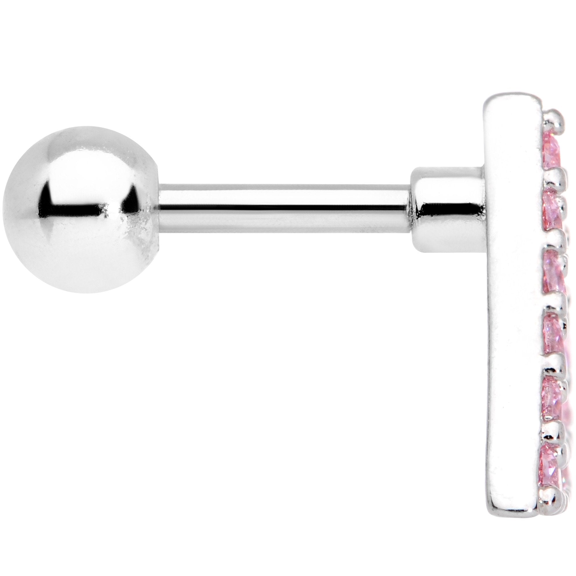 16G 1/4 Pink Gem Triangle Cartilage Tragus