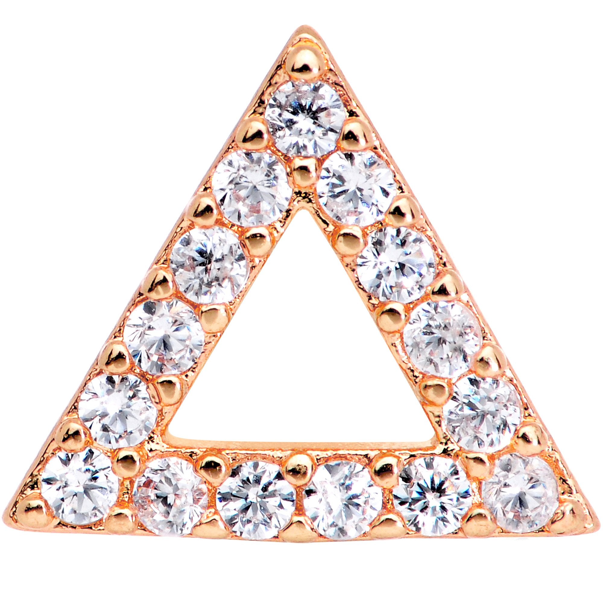 16G 1/4 Clear Gem Rose Gold Tone Triangle Cartilage Tragus