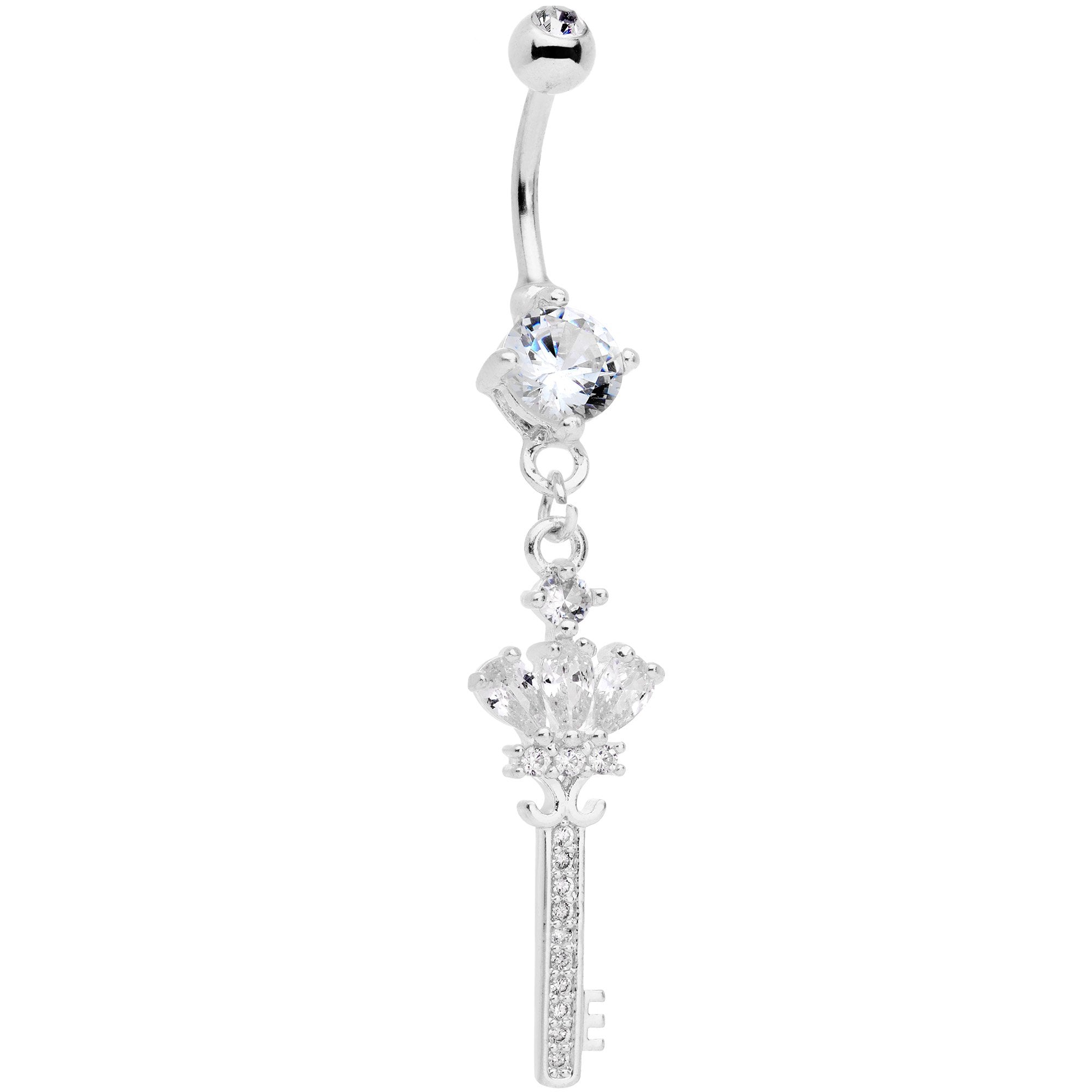 Clear Gem Throw Away the Key Dangle Belly Ring