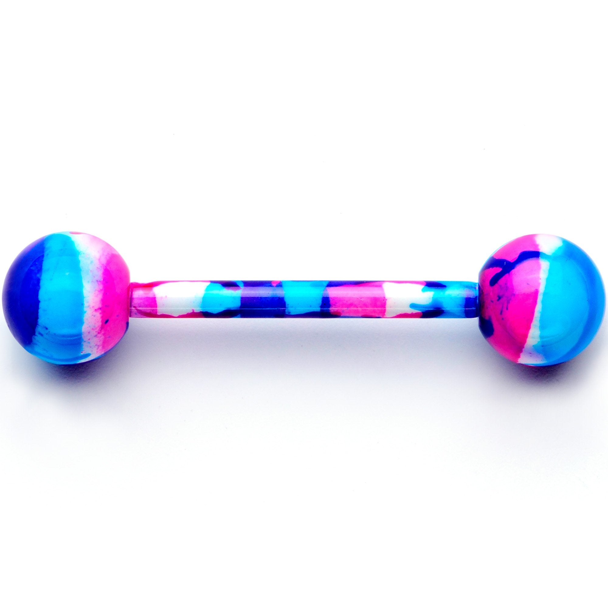 14G 5/8 Blue Pink Camouflage Straight Barbell Tongue Ring