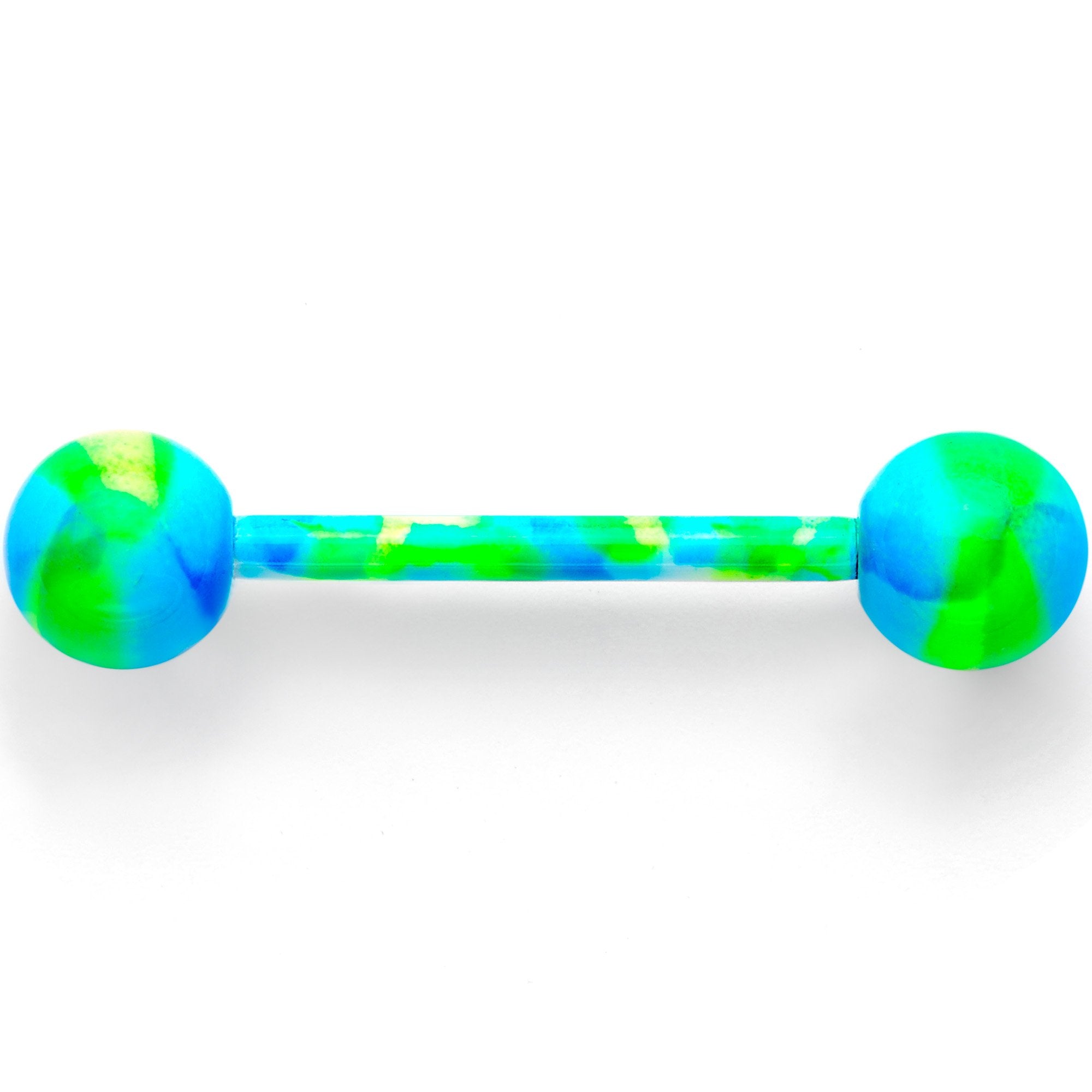 14G 5/8 Blue Green Camouflage Straight Barbell Tongue Ring