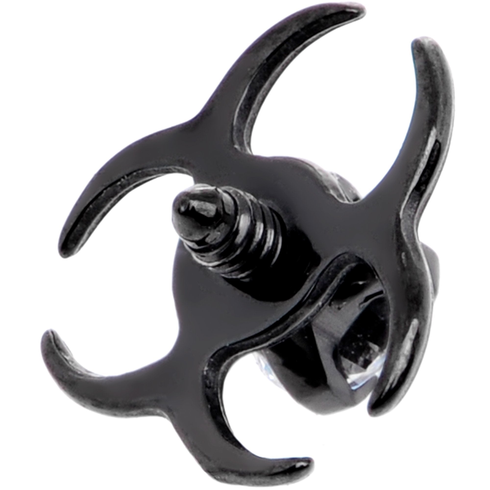 14G Clear Gem Black Biohazard Dermal Anchor Top
