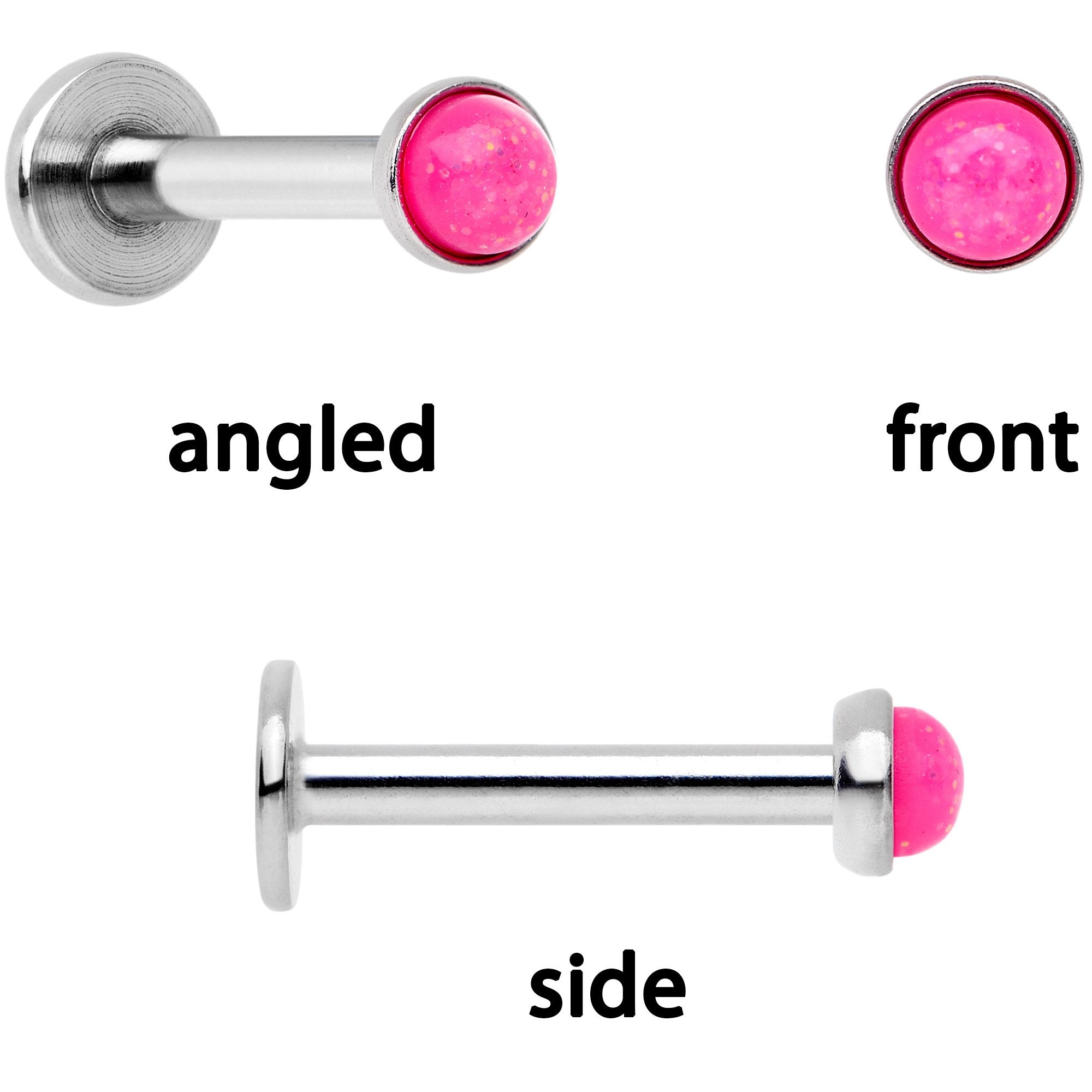 16G 1/4 Perfect in Pink Cartilage Tragus Earring Set of 3