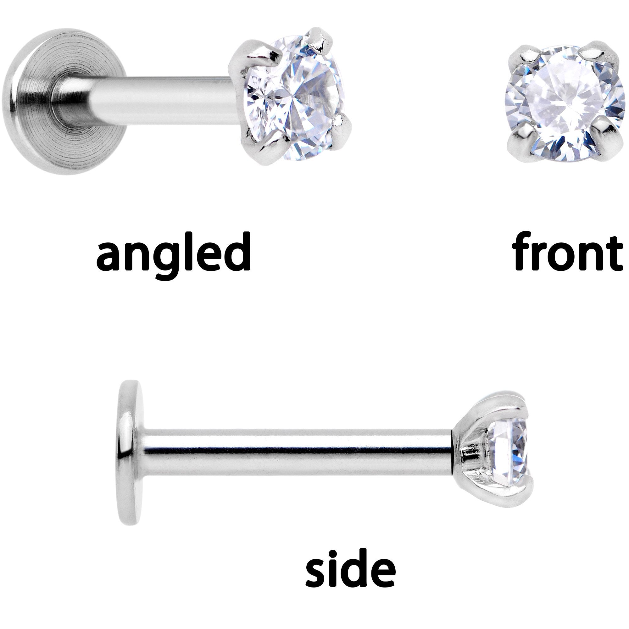 16G 1/4 Clear Gem Gold Tone Flower Cartilage Tragus Set of 3