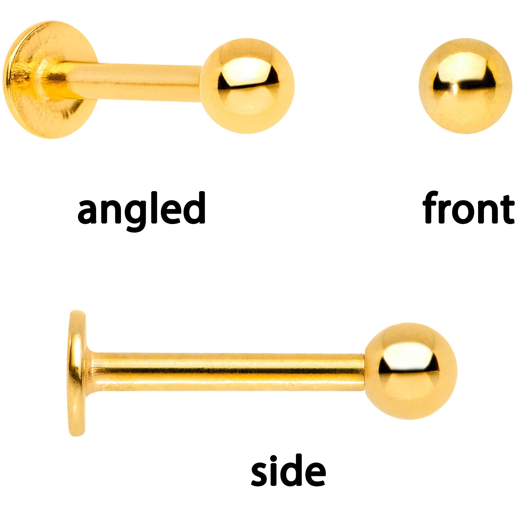 16G 1/4 Clear Gem Gold Tone Spring Cartilage Tragus Set of 3