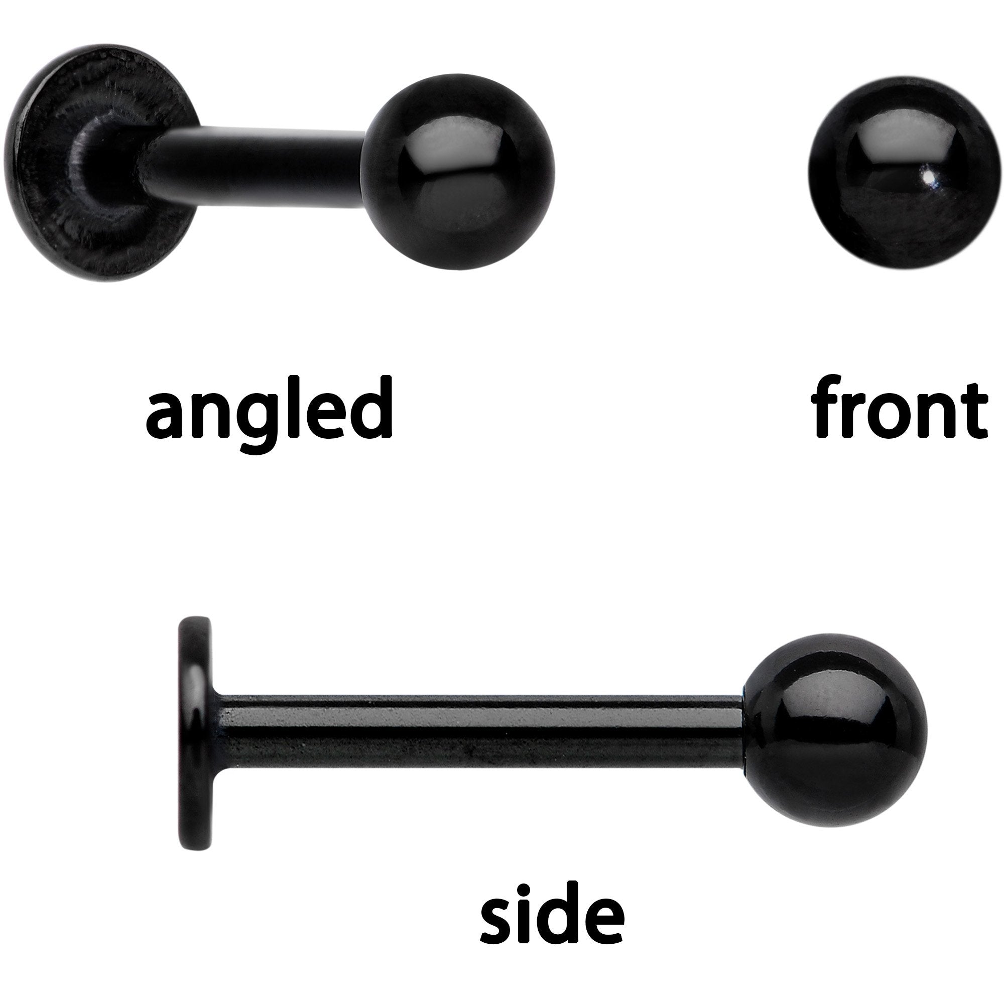 16G 1/4 Blue Gem Spring Black Cartilage Tragus Earring Set of 3