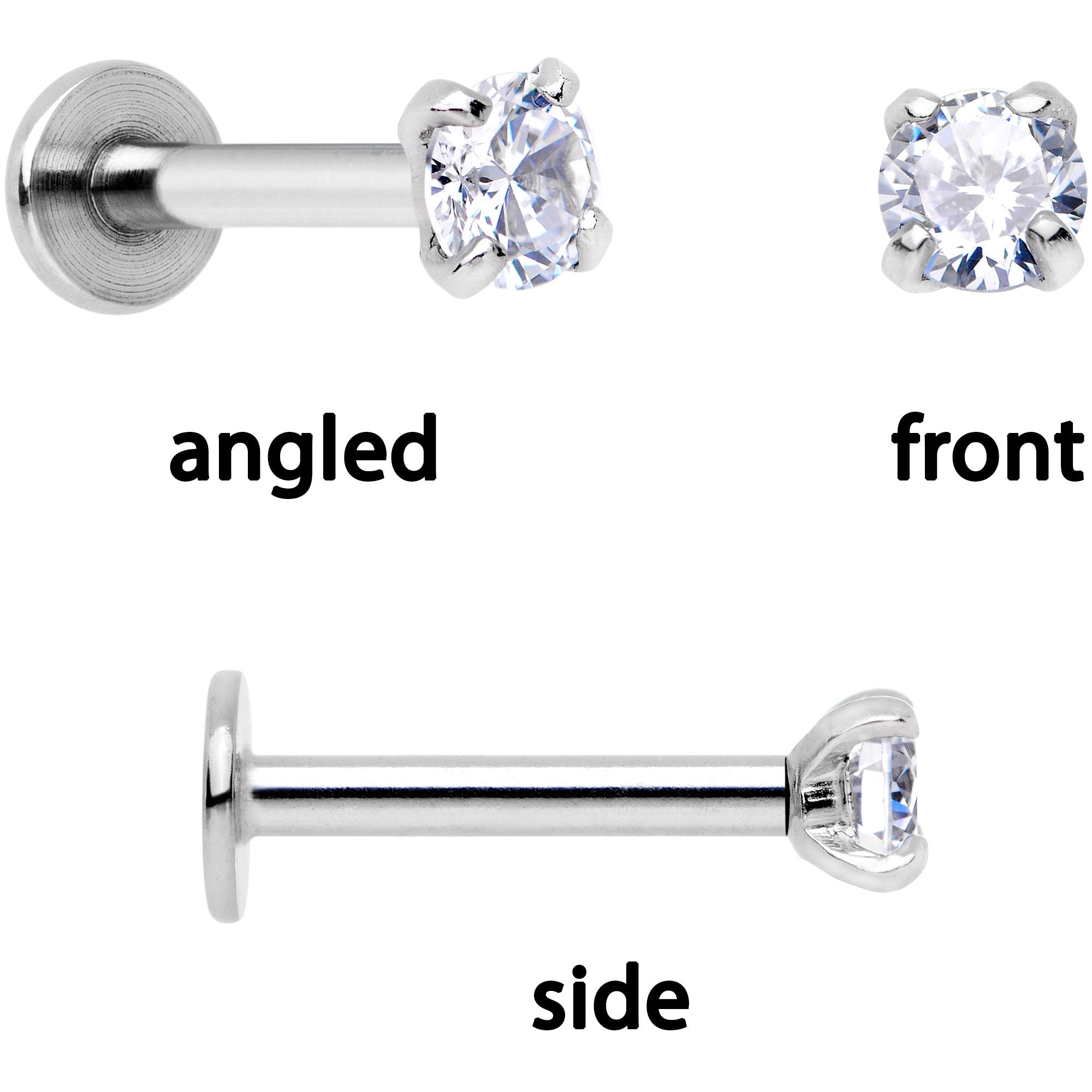 16G 1/4 Clear Gem Gold Tone Butterfly Cartilage Tragus Set of 3