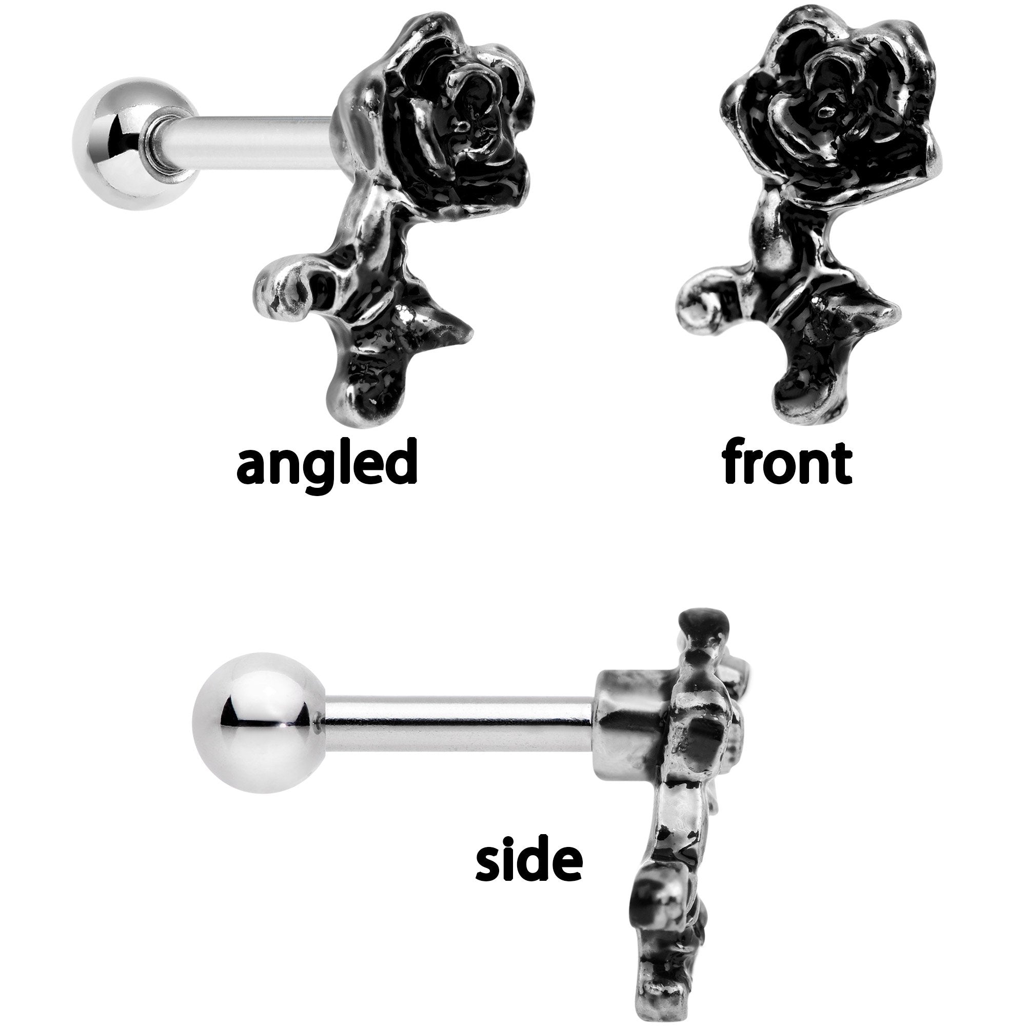 16G 1/4 Clear Gem Springtime Cartilage Tragus Earring Set of 3