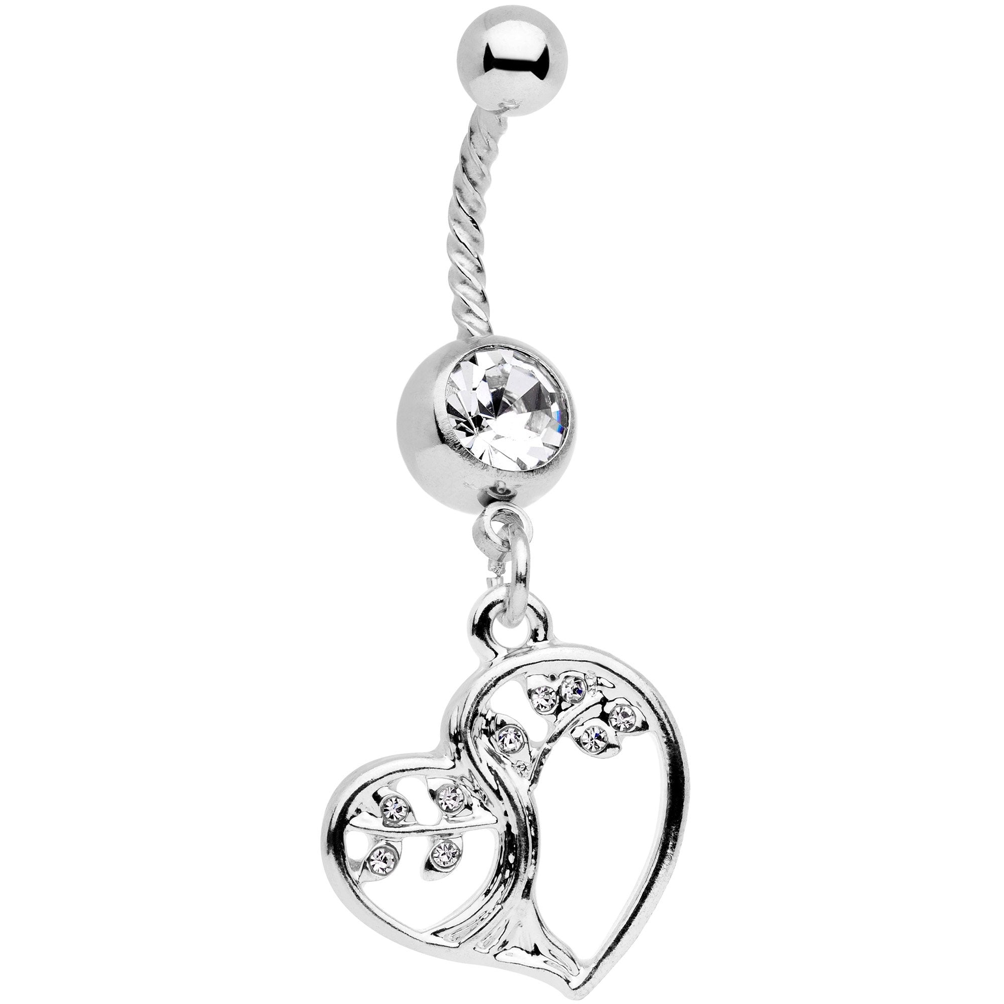 Clear Gem Tree Of Love Twisted Dangle Belly Ring