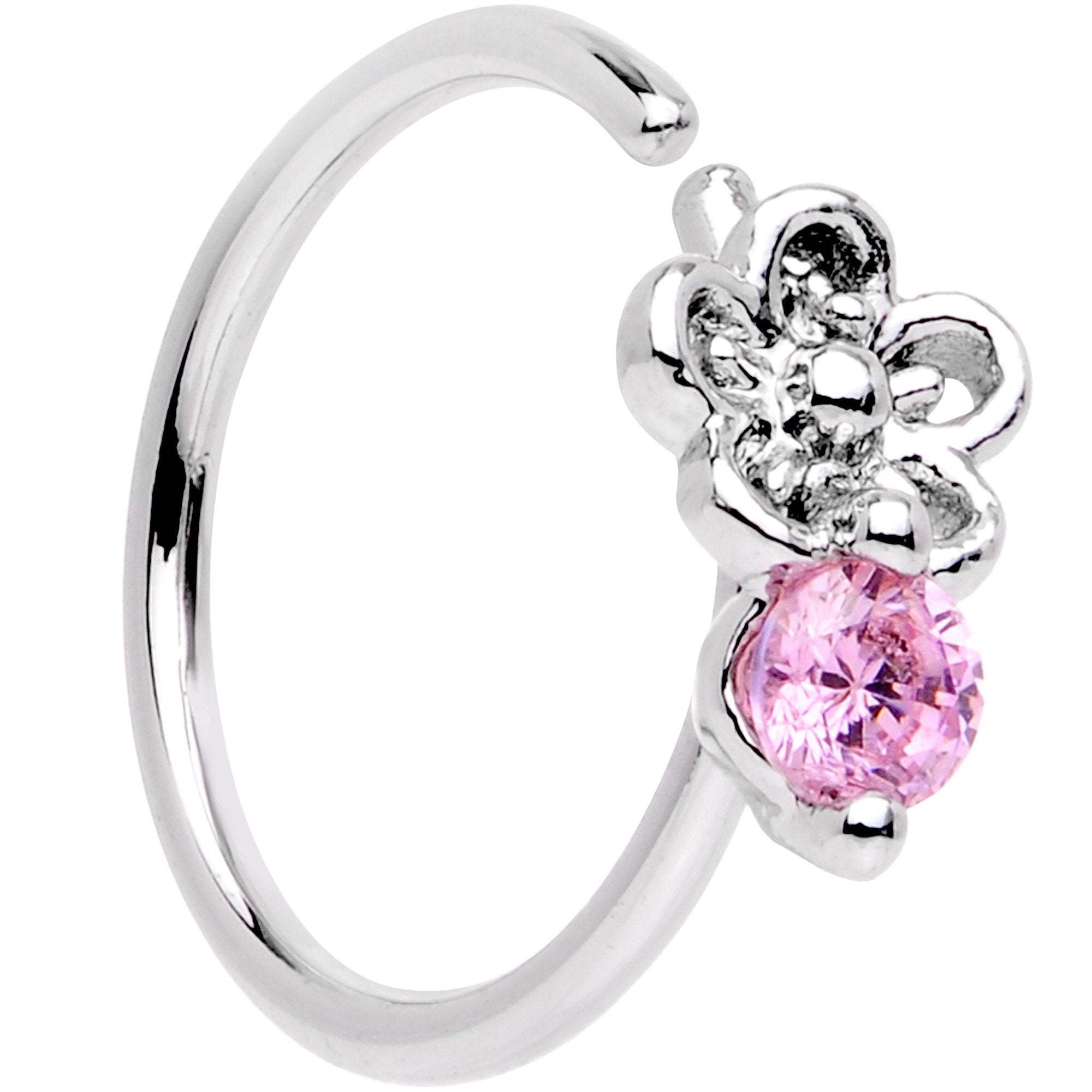 20G 5/16 Pink Gem Flower Seamless Circular Ring