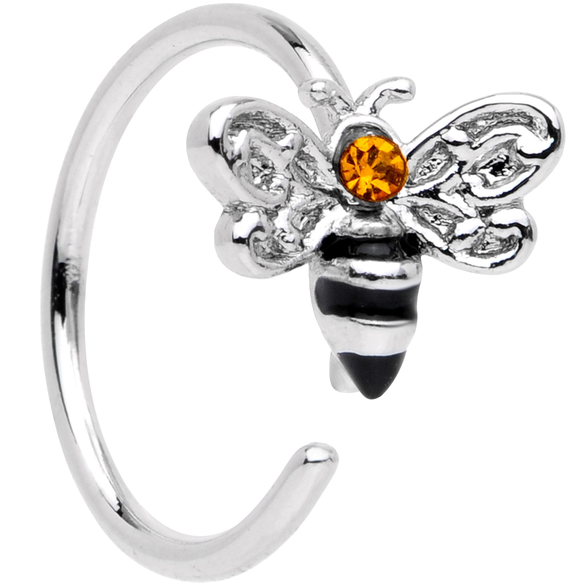 20G 5/16 Yellow Gem Bumble Bee Seamless Circular Ring