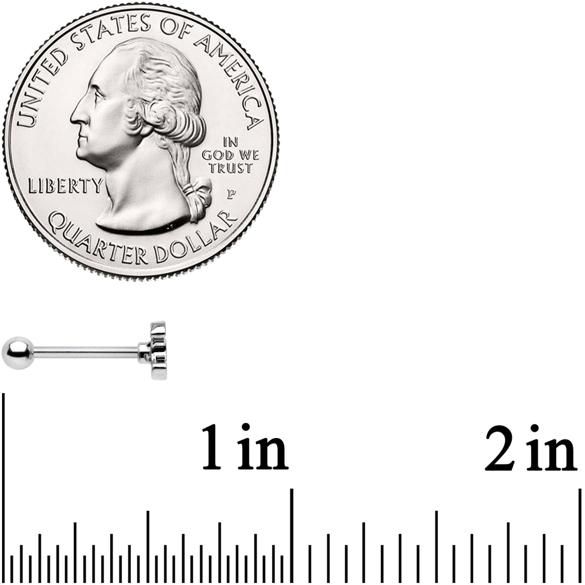 18G 5/16 Clear Gem Crescent Moon Tragus Cartilage Earring