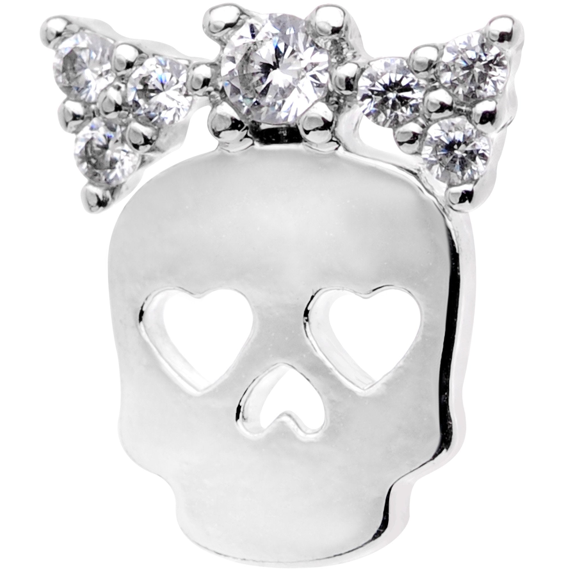 16G 5/16 Clear Gem Halloween Skull Bow Cartilage Tragus Earring