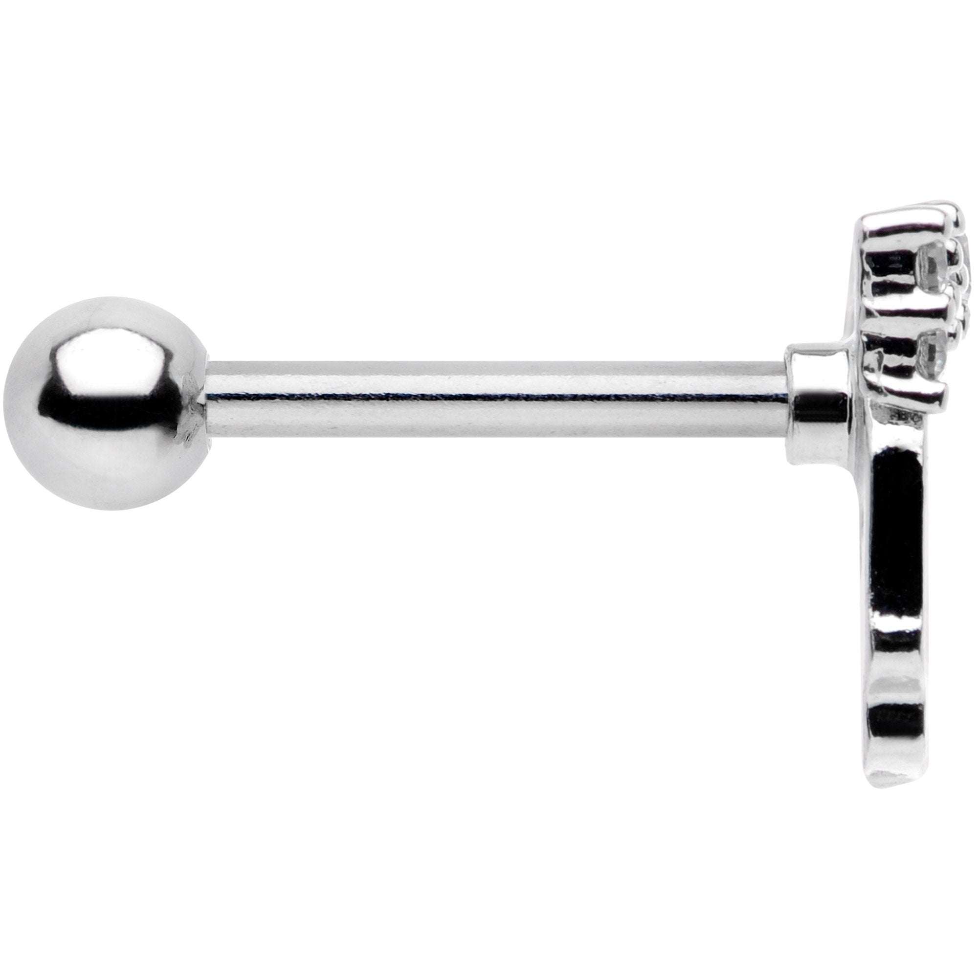 16G 5/16 Clear Gem Halloween Skull Bow Cartilage Tragus Earring